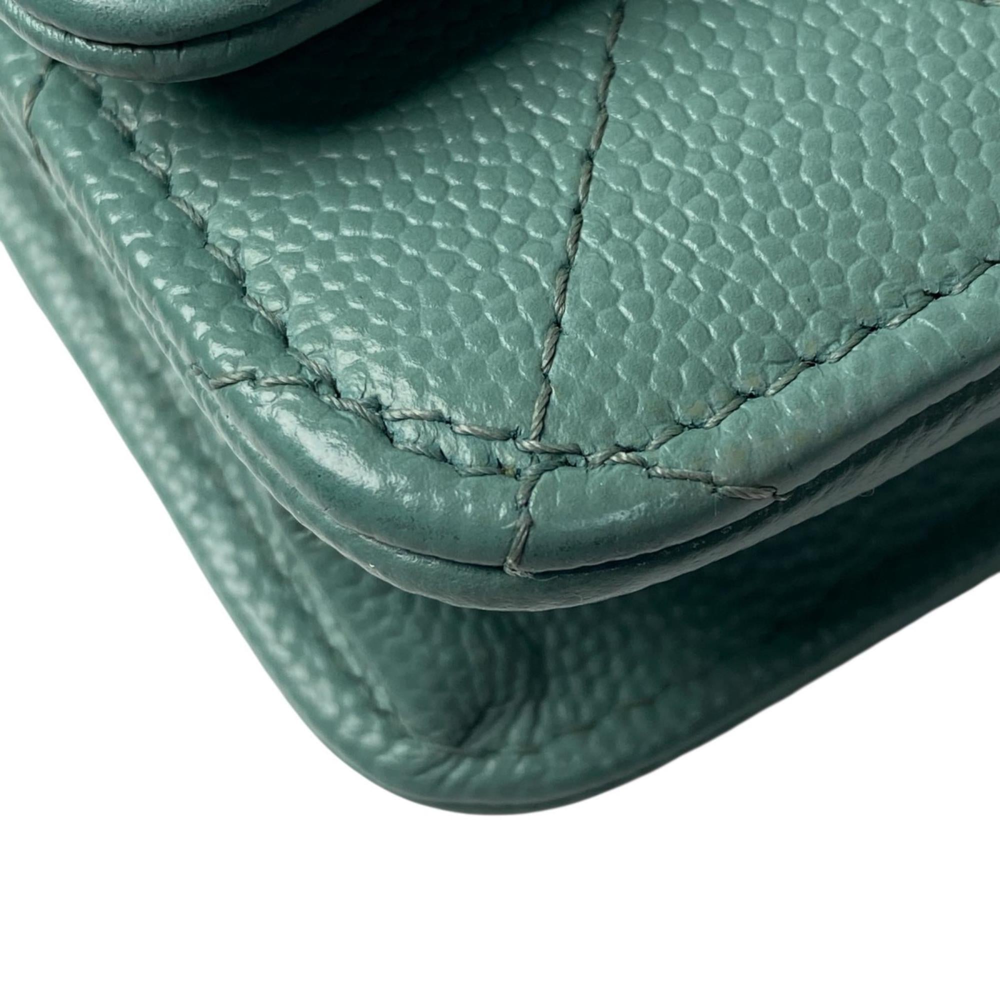 Chanel Green Grained Calfskin Shoulder Bag (Pre-Owned)