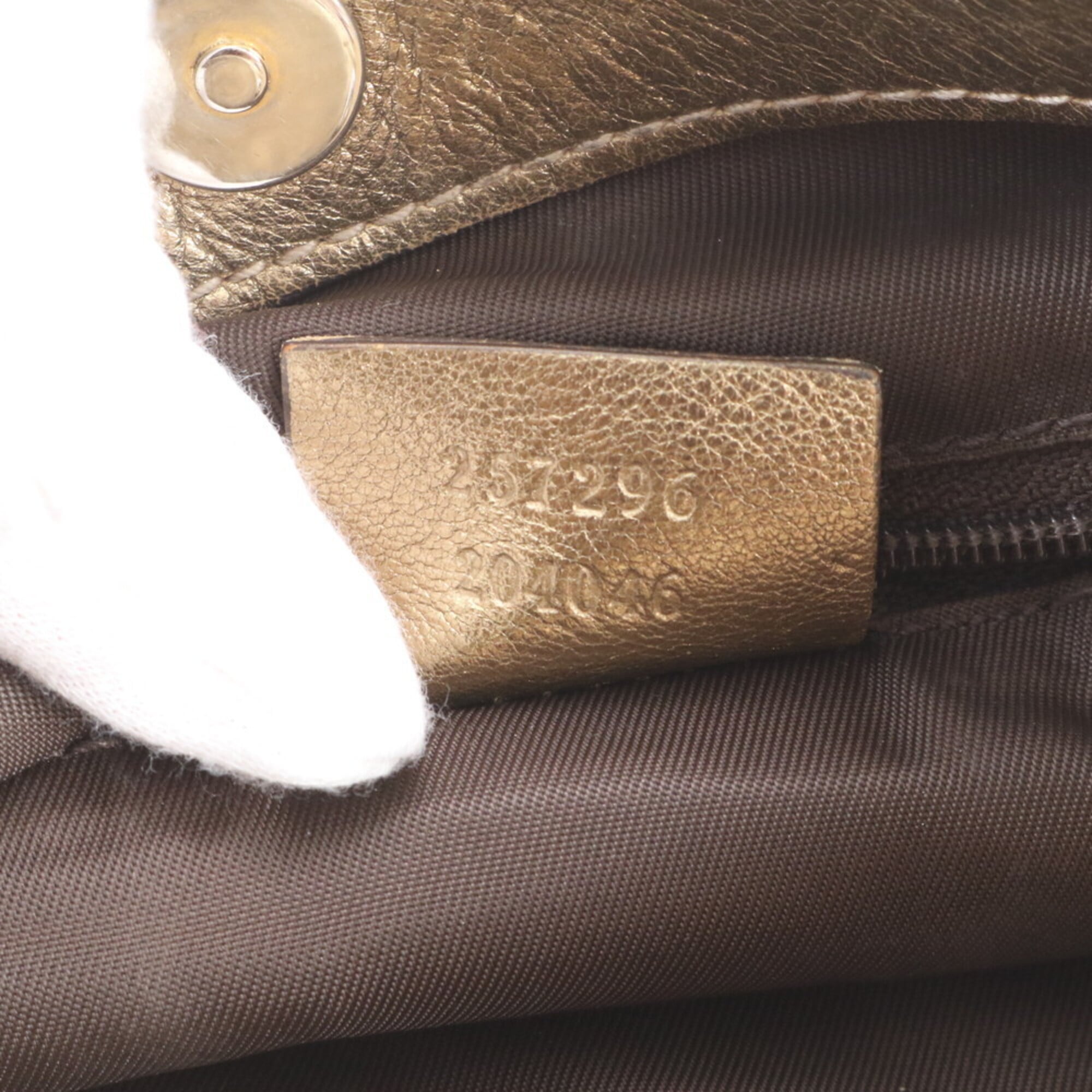 Gucci Brown Gold Leather Canvas Handbag Shoulder Bag Tote Bag (Pre-Owned)
