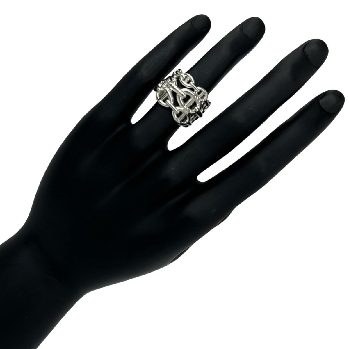 Hermes Silver Silver 925 Band Ring (Pre-Owned)