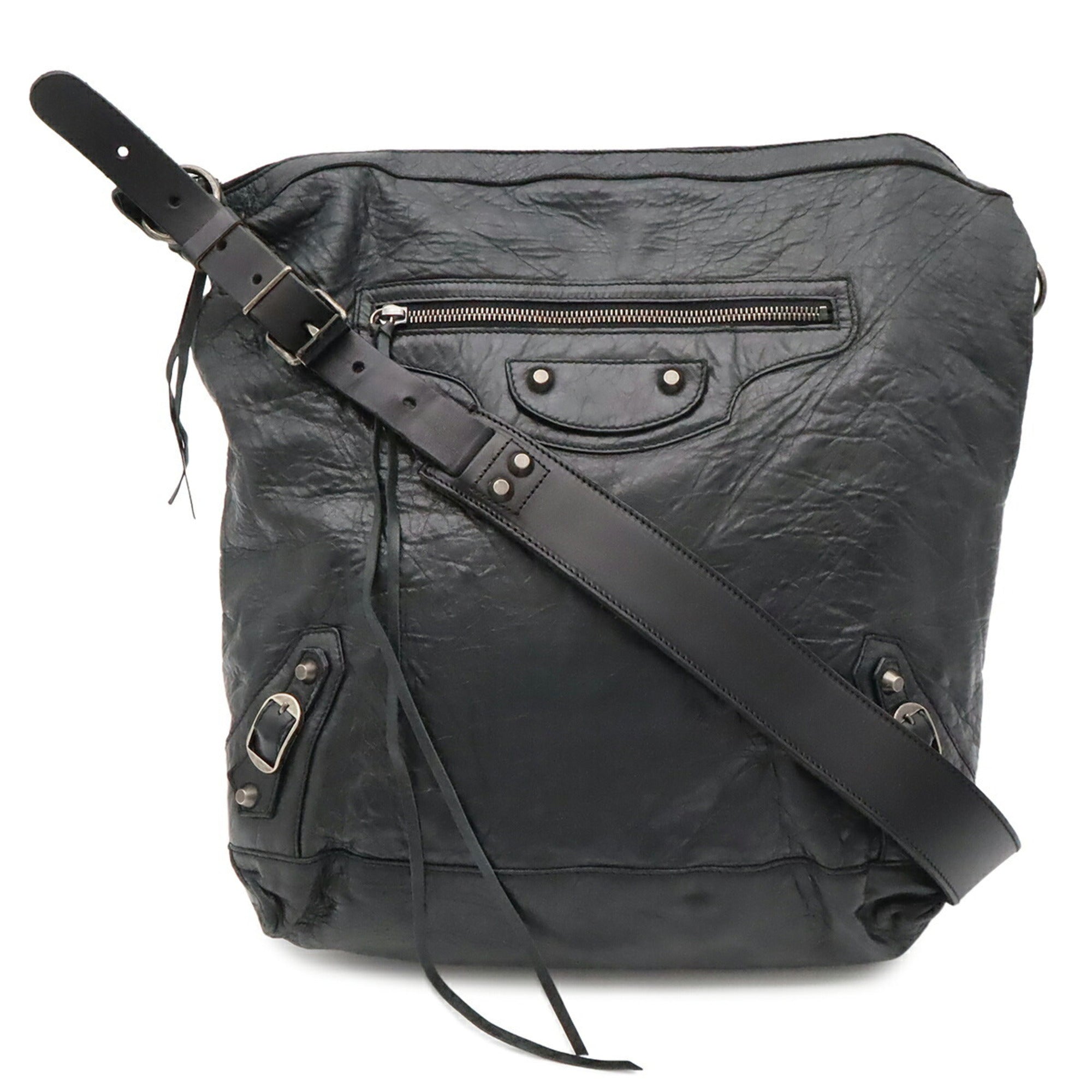 Balenciaga Black Leather Handbag Shoulder Bag (Pre-Owned)