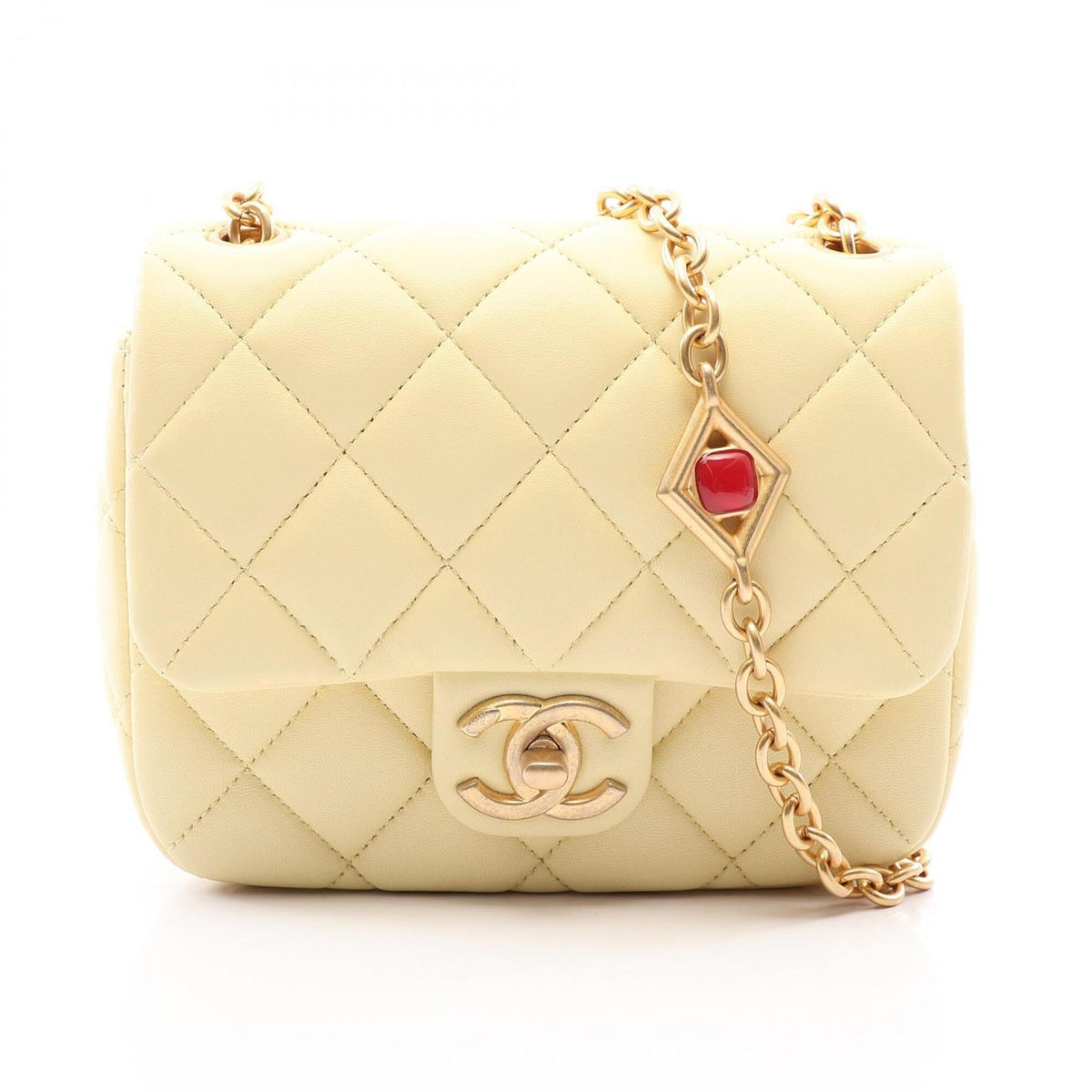 Chanel Yellow Leather Handbag Shoulder Bag (Pre-Owned)