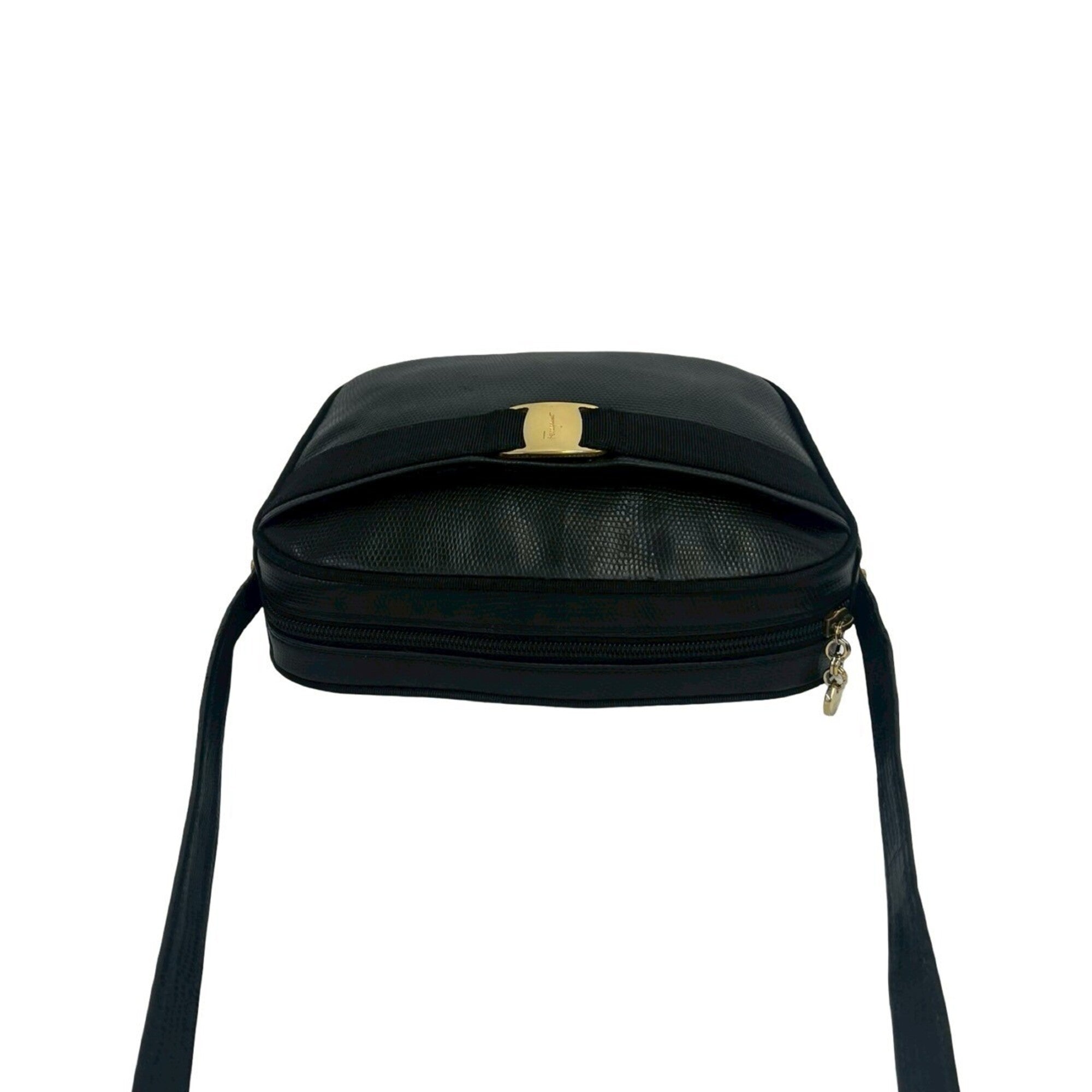 Salvatore Ferragamo Black Leather Pochette Shoulder Bag (Pre-Owned)