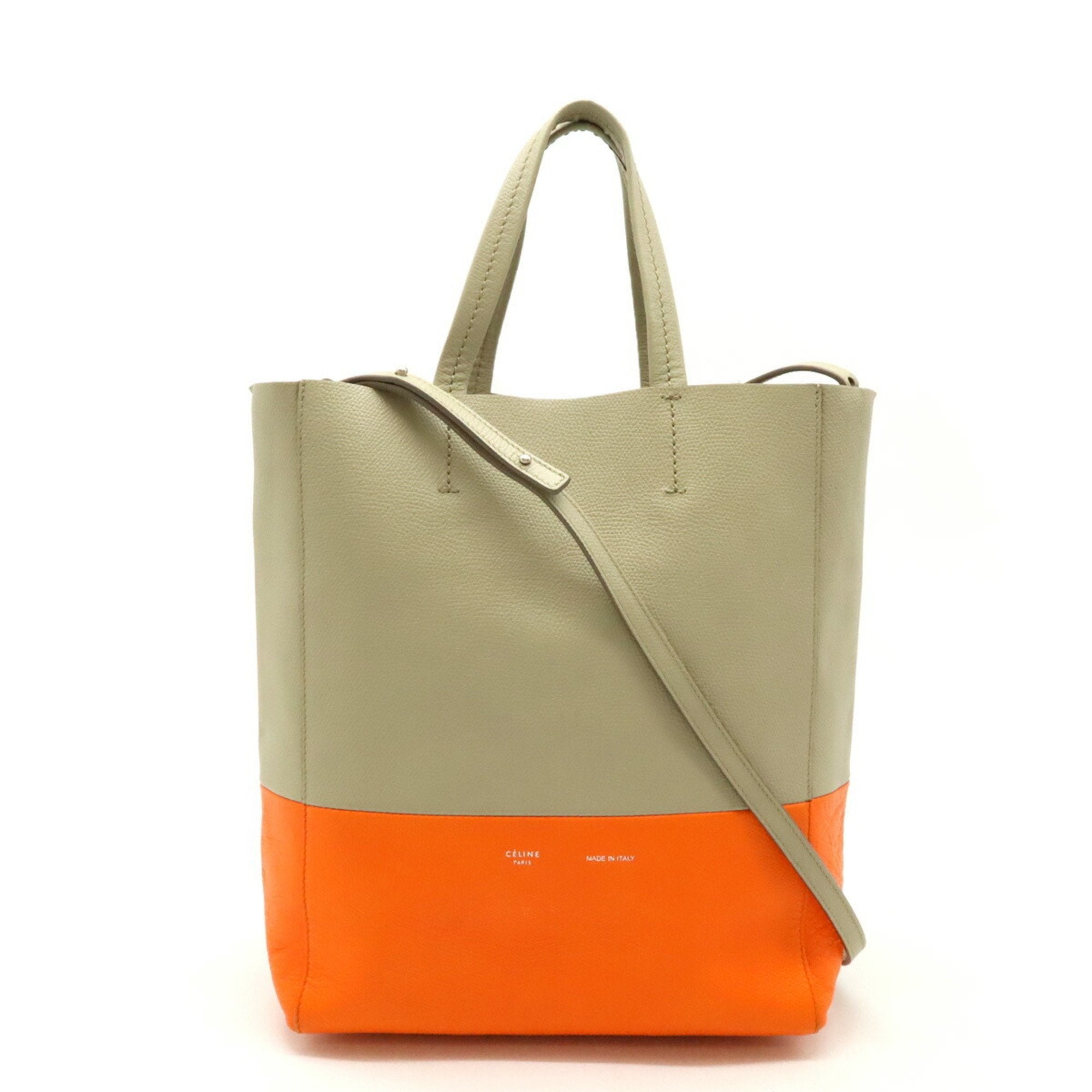 Celine Cabas Beige Orange Sand Leather Shoulder Bag Tote Bag (Pre-Owned)
