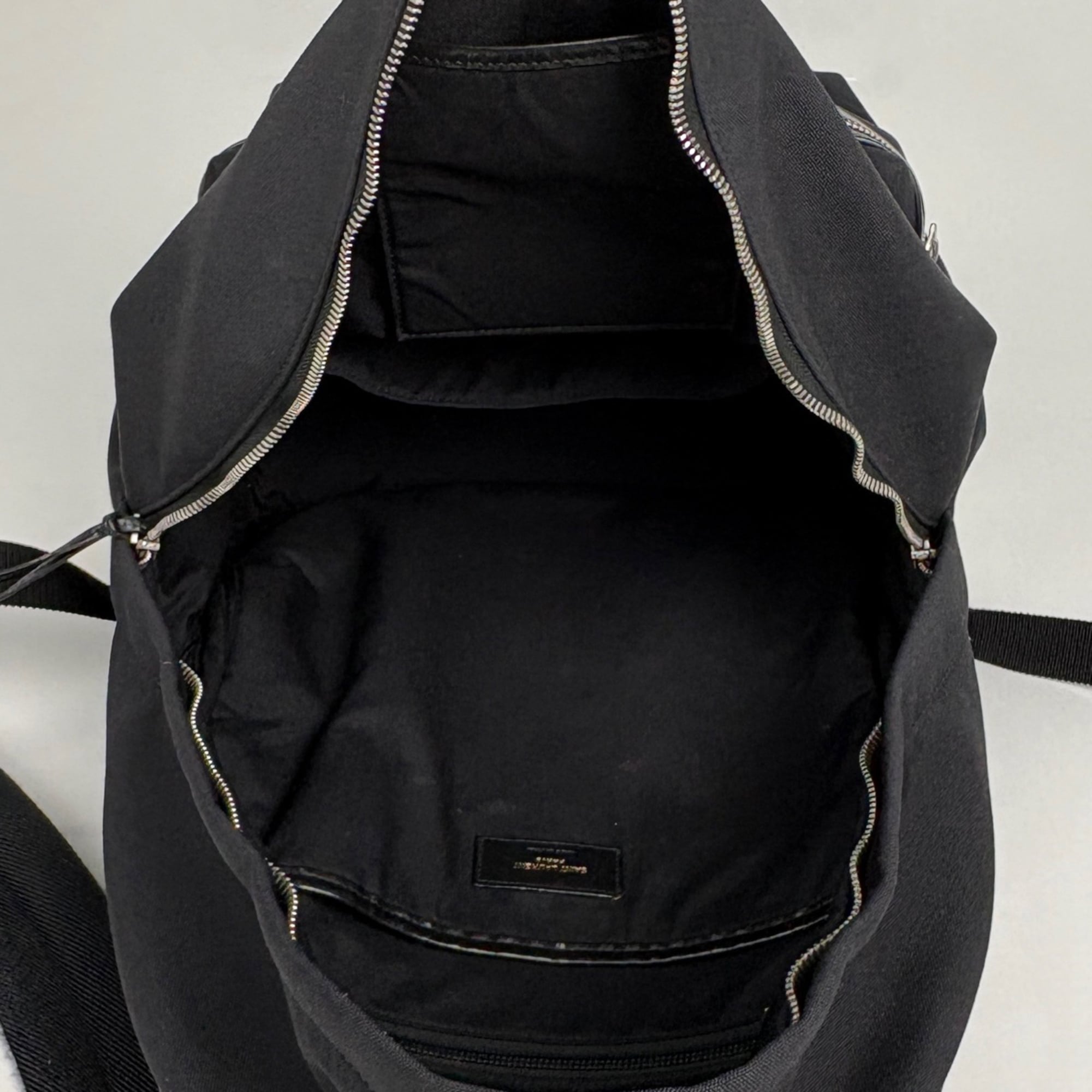 Saint Laurent Black Canvas Leather Backpack (Pre-Owned)
