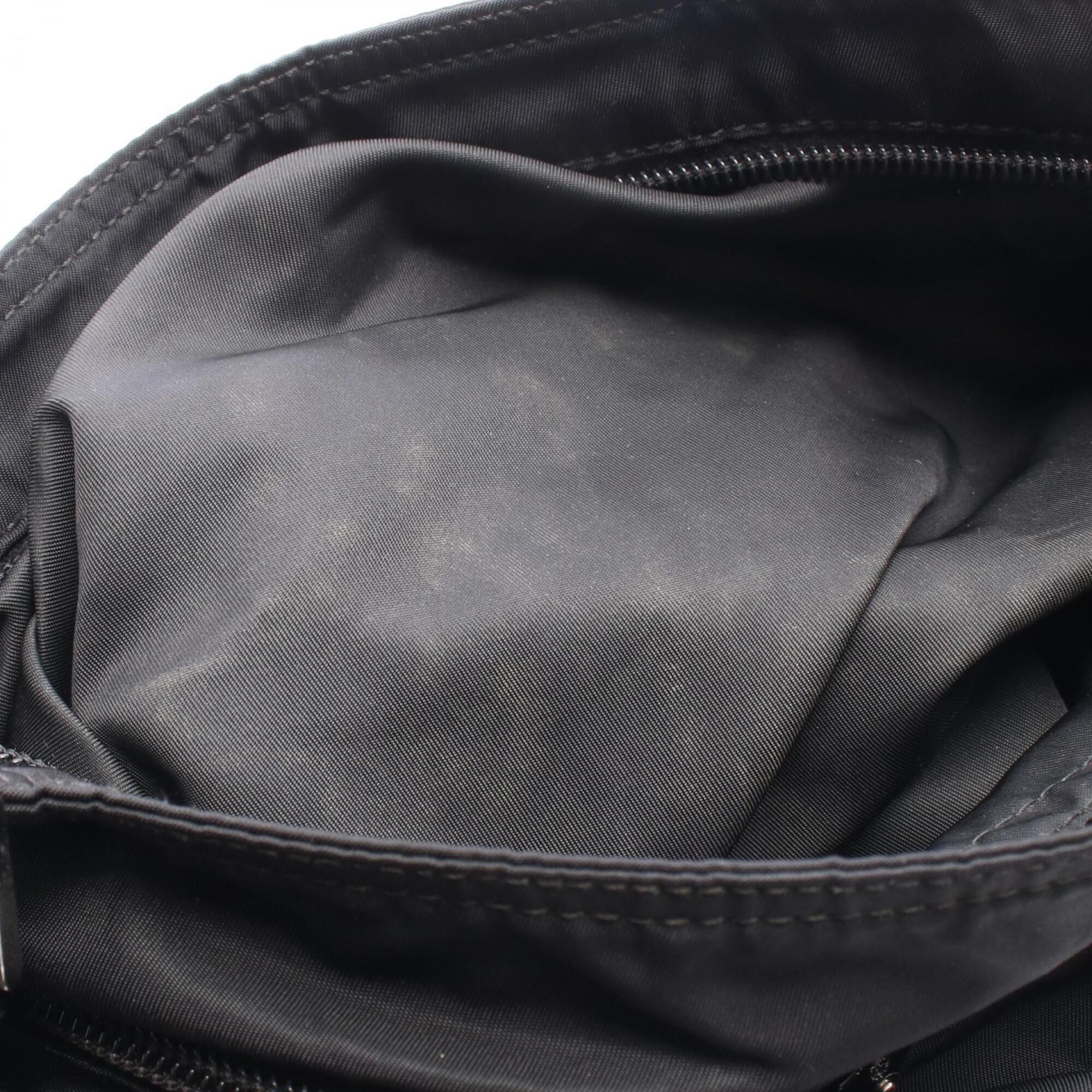 Prada Black Nylon Leather Handbag Shoulder Bag (Pre-Owned)