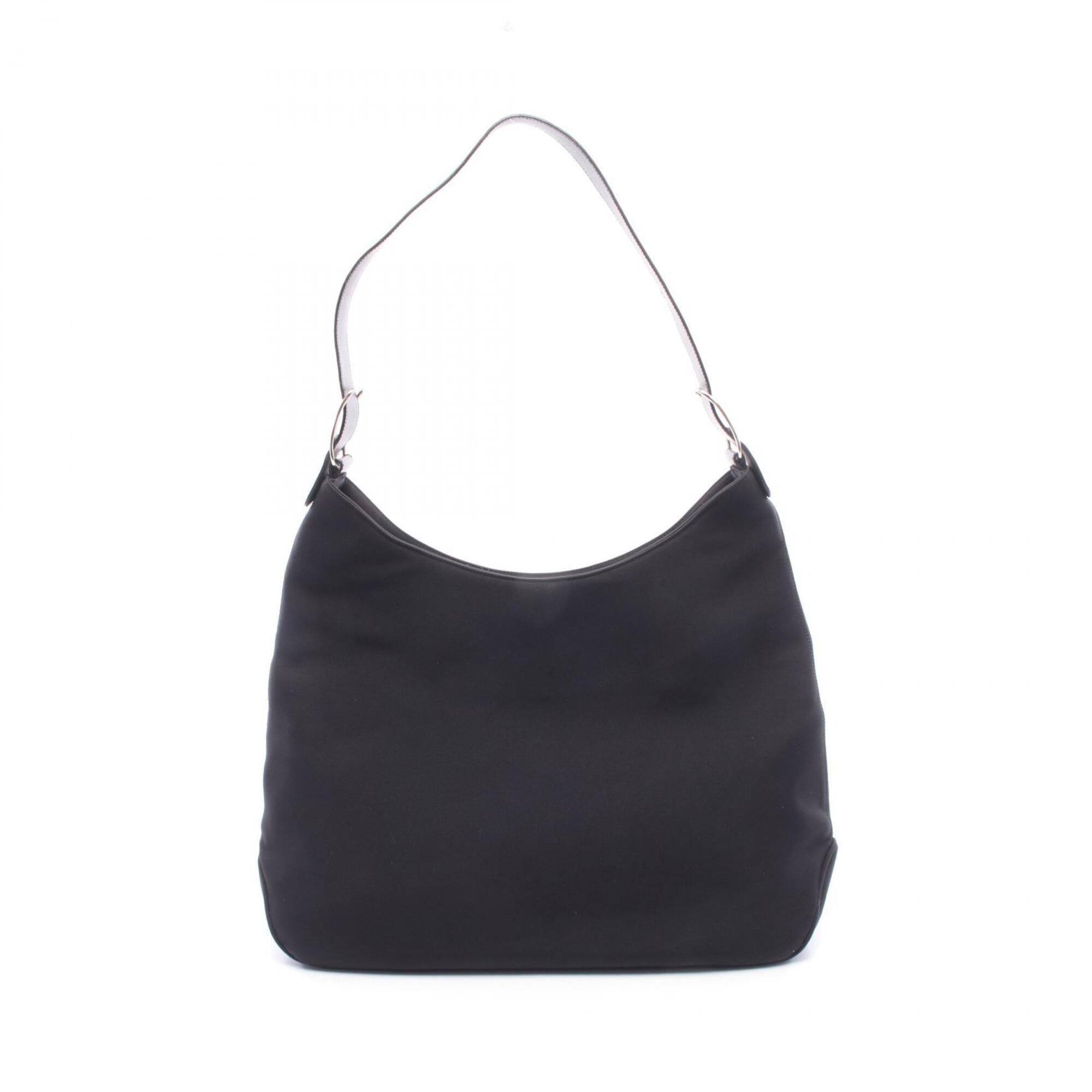 Salvatore Ferragamo Black Canvas Leather Handbag Shoulder Bag (Pre-Owned)