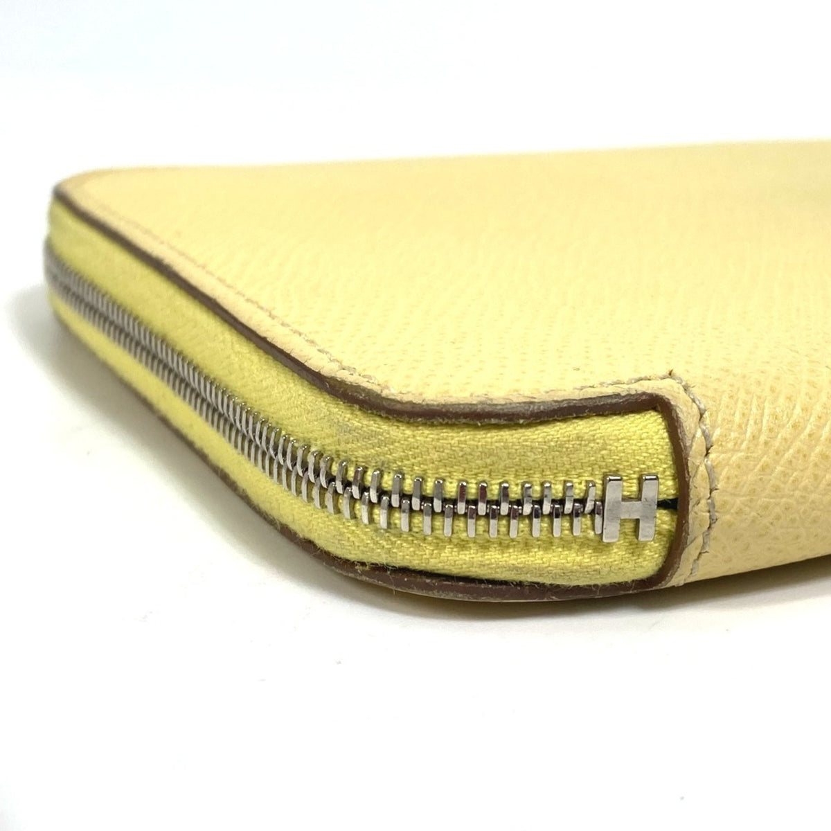 Hermes Silk'in Green Yellow Leather Long Wallet (Bi-Fold) (Pre-Owned)