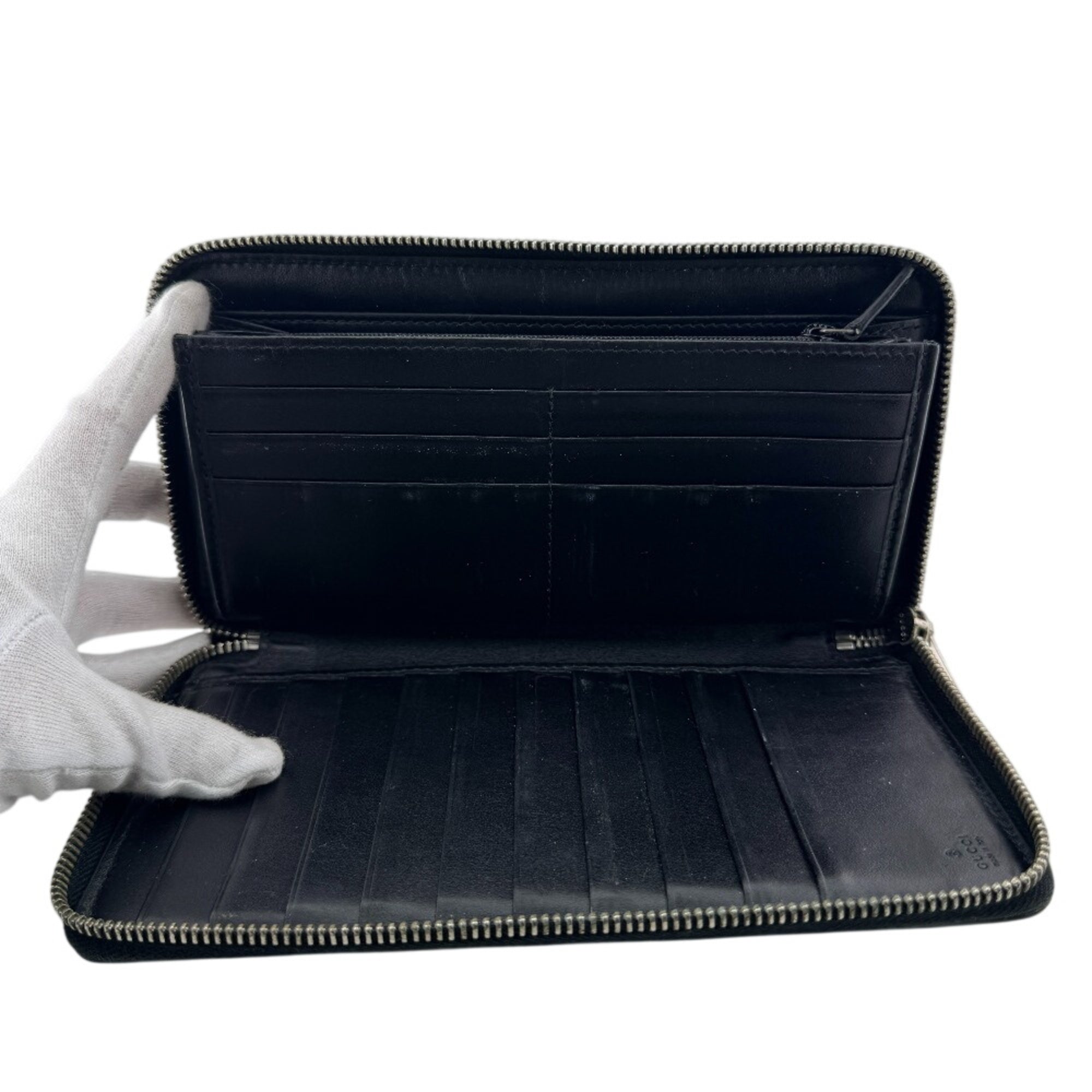 Gucci Black Leather Long Wallet (Bi-Fold) (Pre-Owned)