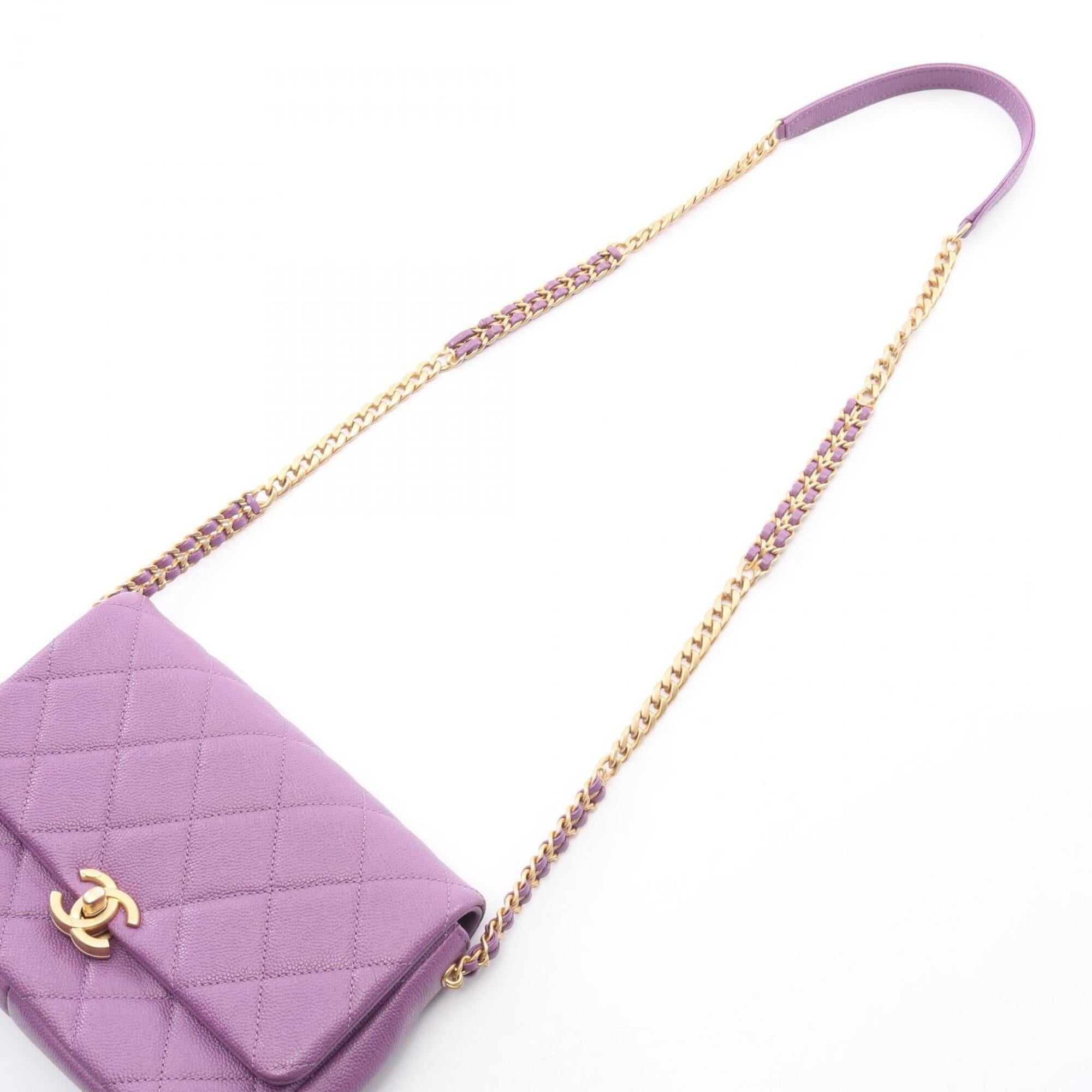 Chanel Purple Grained Calfskin Handbag Shoulder Bag (Pre-Owned)