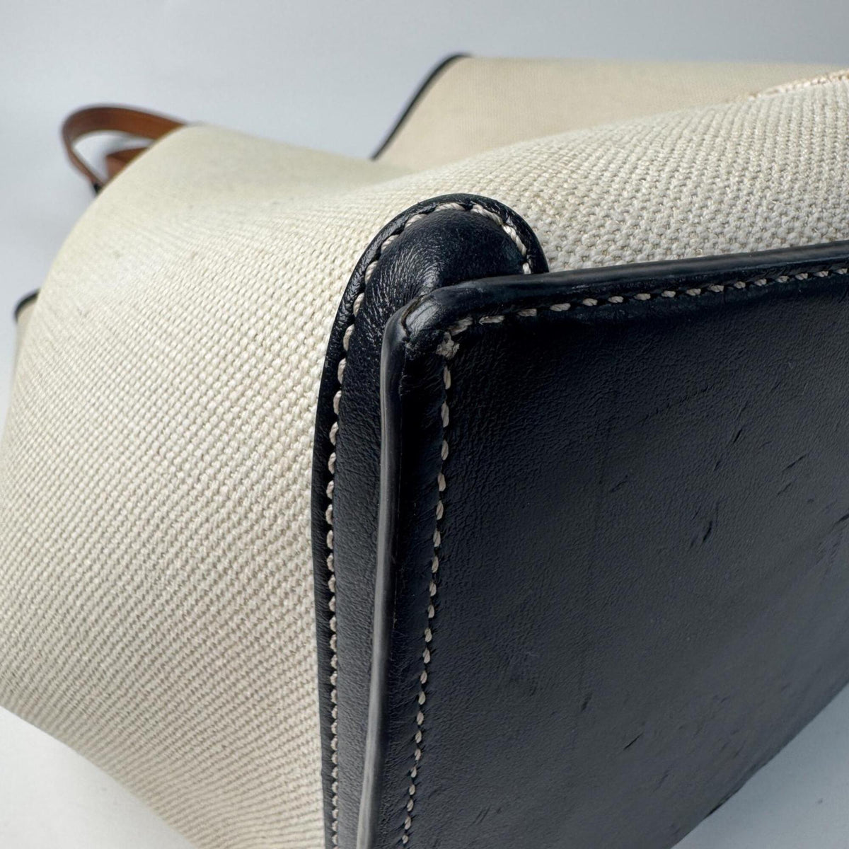 Tod's Beige Brown Canvas Leather Pouch Shopping Bag Tote Bag (Pre-Owned)