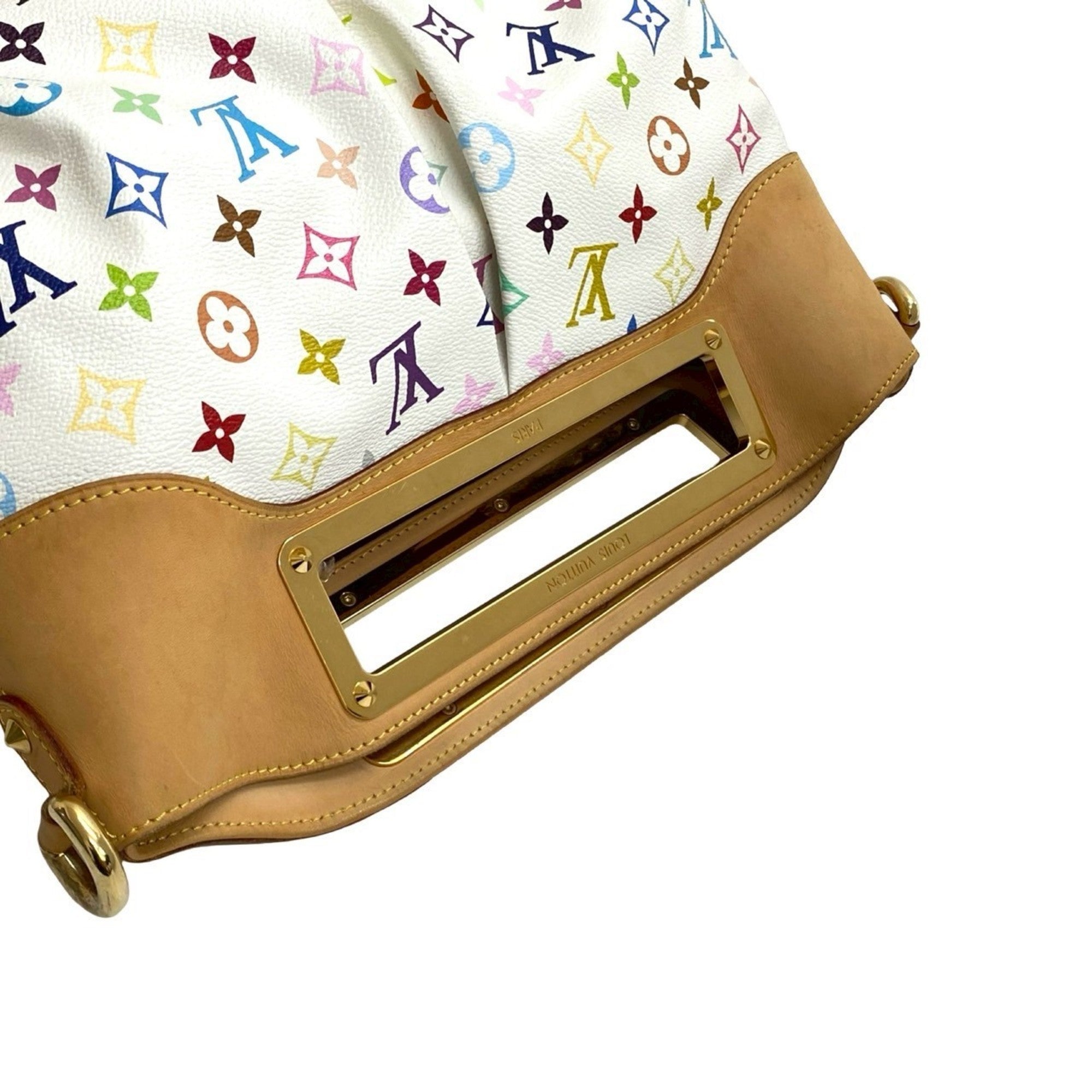 Louis Vuitton Brown Multi-Color White Leather Pvc Handbag Shoulder Bag (Pre-Owned)