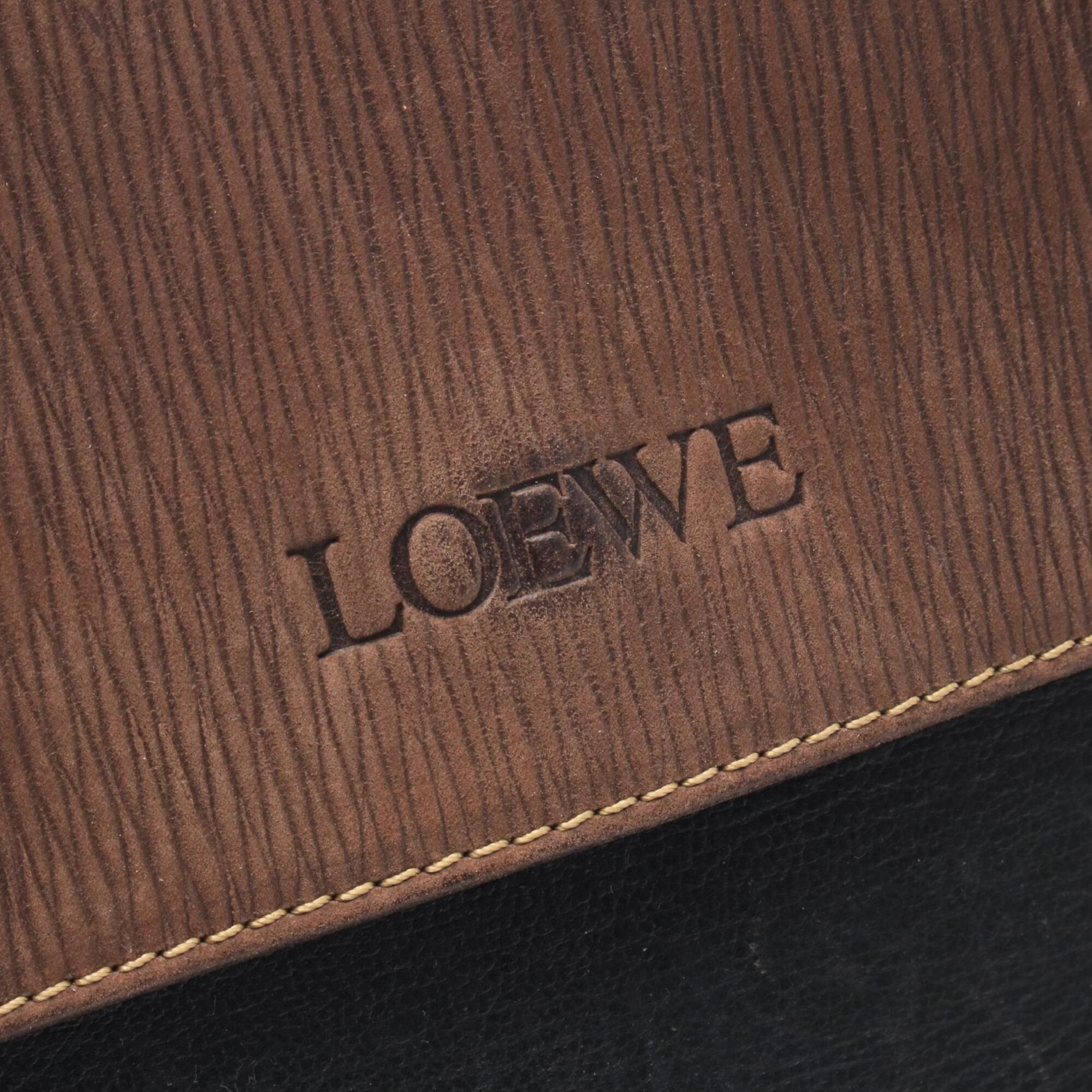 Loewe Black Brown Leather Handbag Shoulder Bag (Pre-Owned)