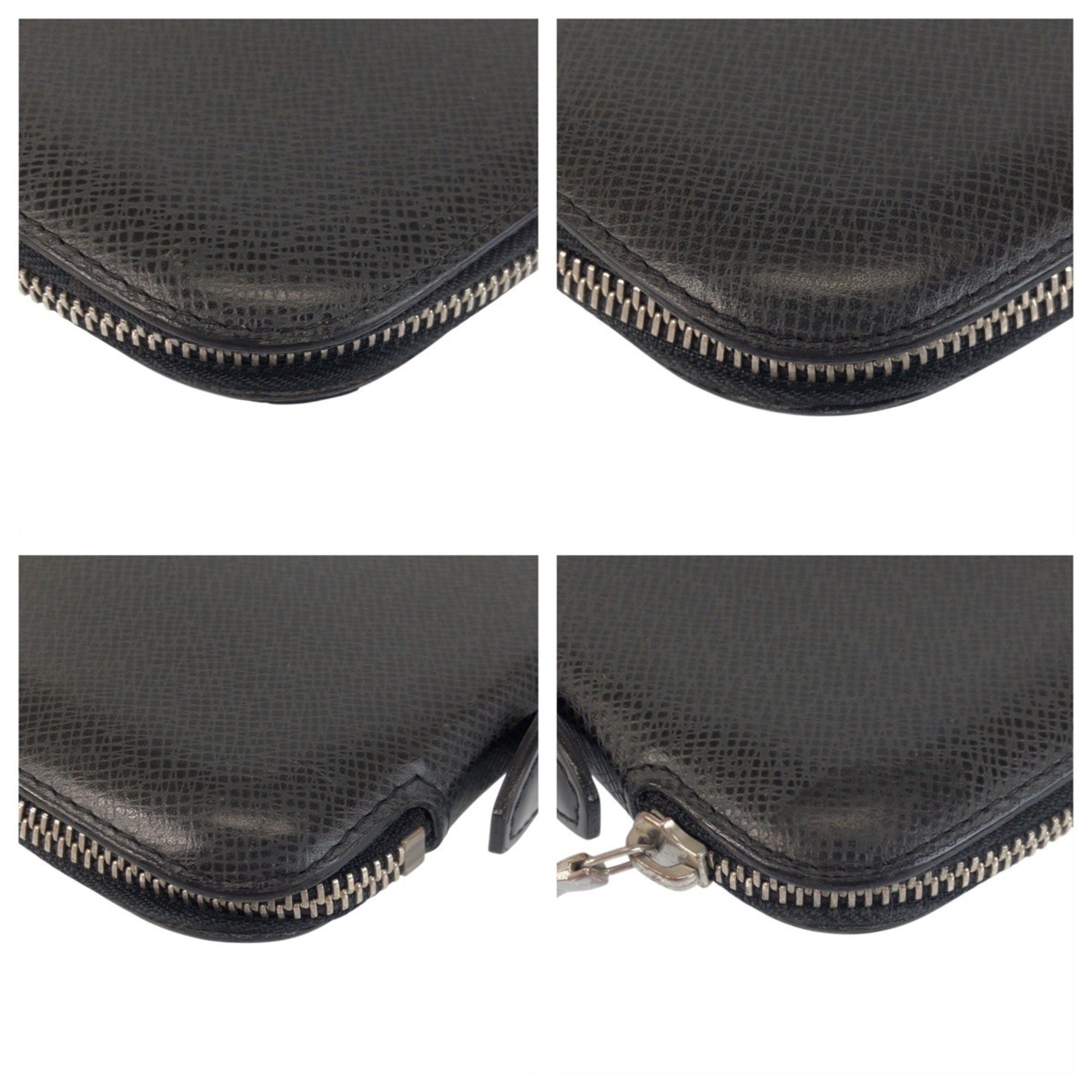 Louis Vuitton Black Leather Long Wallet (Bi-Fold) (Pre-Owned)