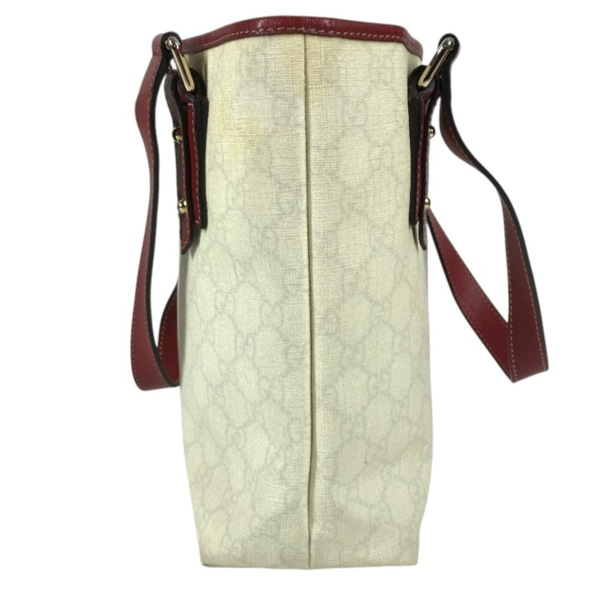 Gucci Red Color White Gg Supreme Leather Shoulder Bag Tote Bag (Pre-Owned)