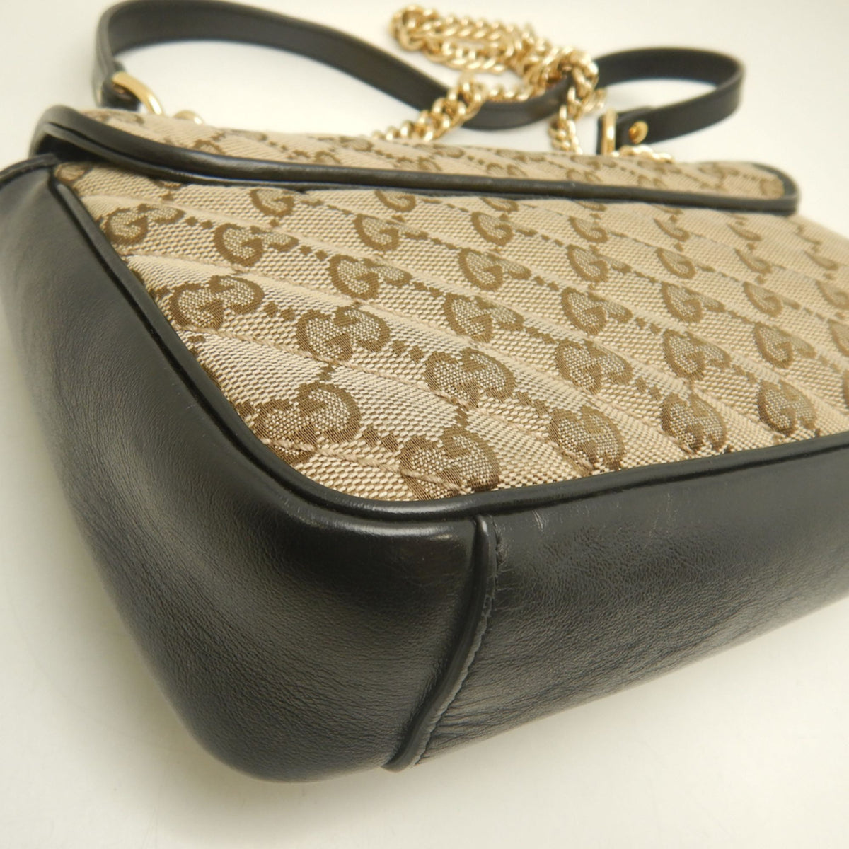Gucci Beige Gg Canvas Leather Shoulder Bag (Pre-Owned)
