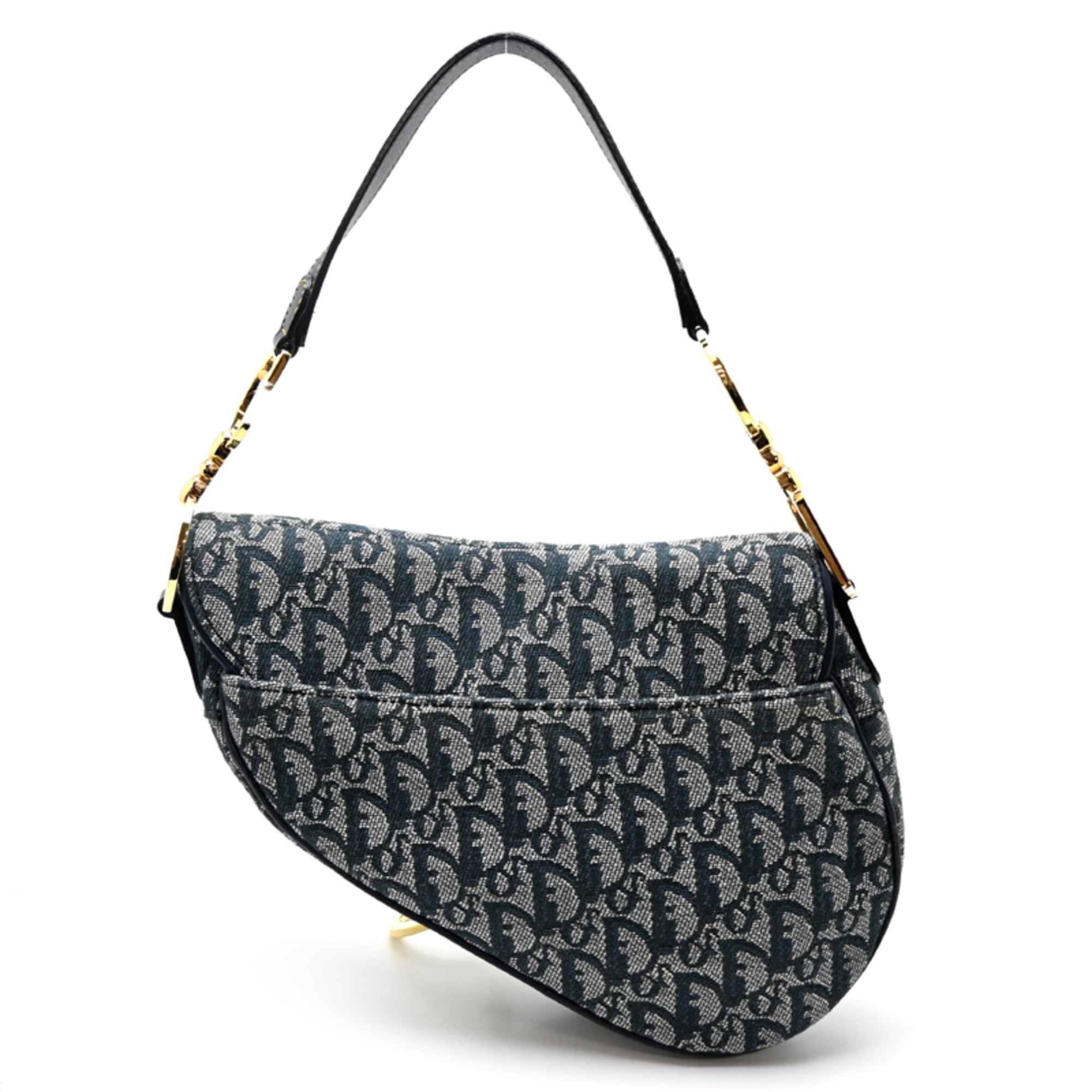 Christian Dior Blue Jacquard Saddle Bag Shoulder Bag (Pre-Owned)