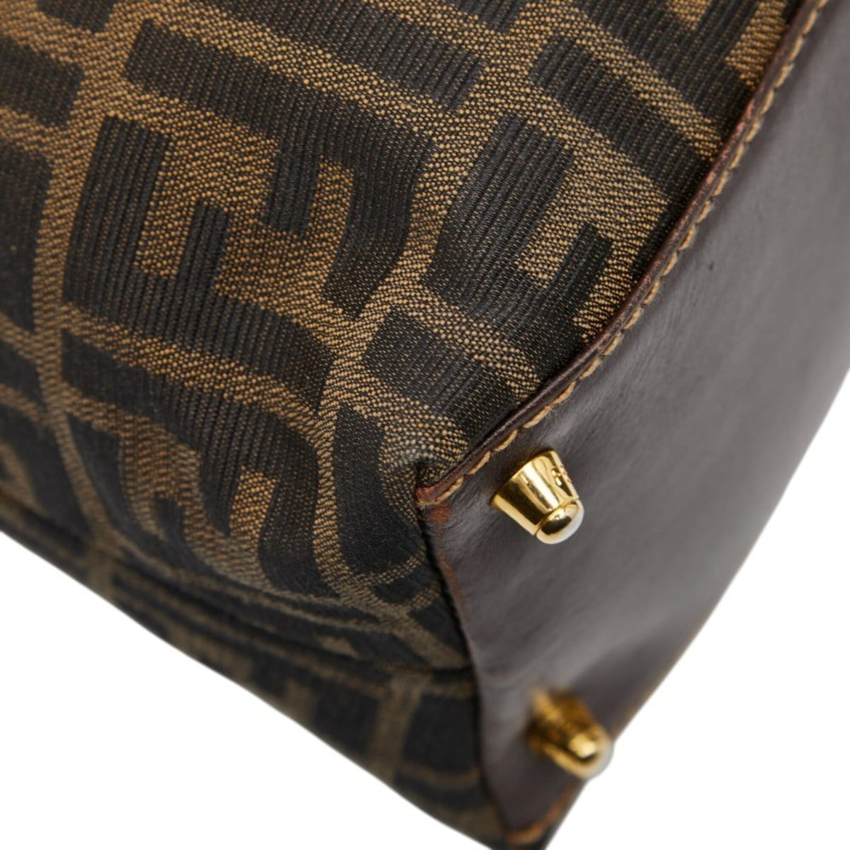 Fendi Beige Black Canvas Handbag (Pre-Owned)