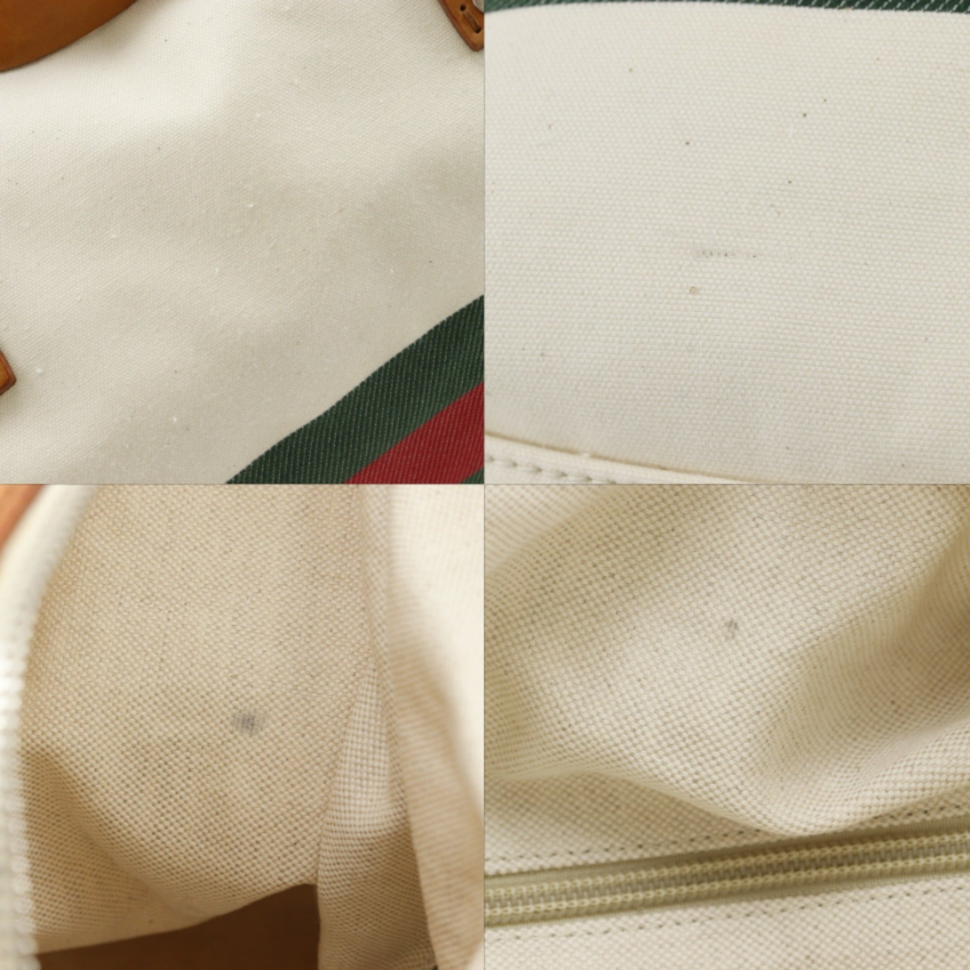 Gucci Off-White Canvas Boston Bag (Pre-Owned)