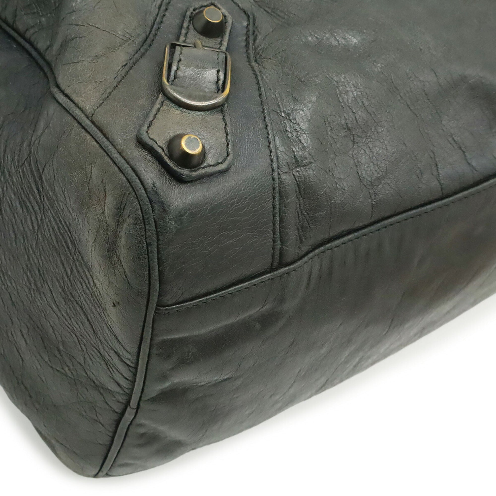 Balenciaga Dark Gray Leather Handbag Shoulder Bag (Pre-Owned)