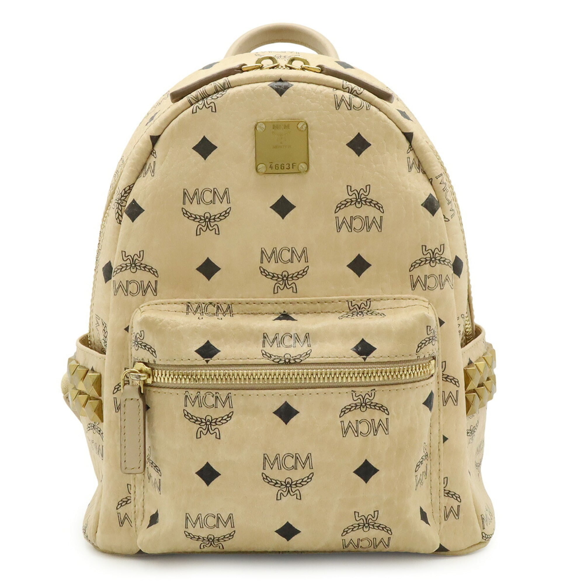 Mcm Visetos Beige Coated Canvas Leather Backpack (Pre-Owned)