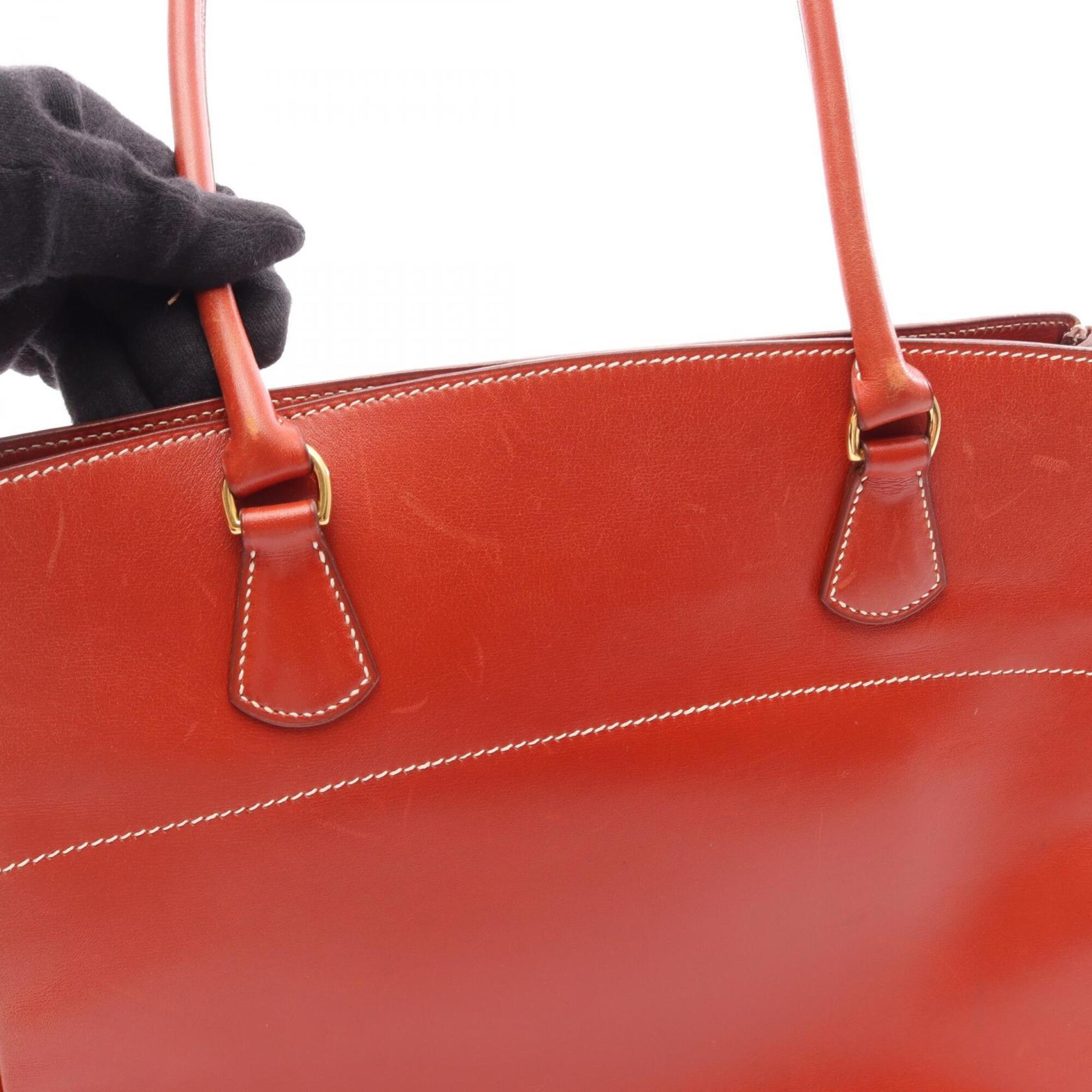 Hermes Brown Box Calf Leather Handbag Tote Bag (Pre-Owned)