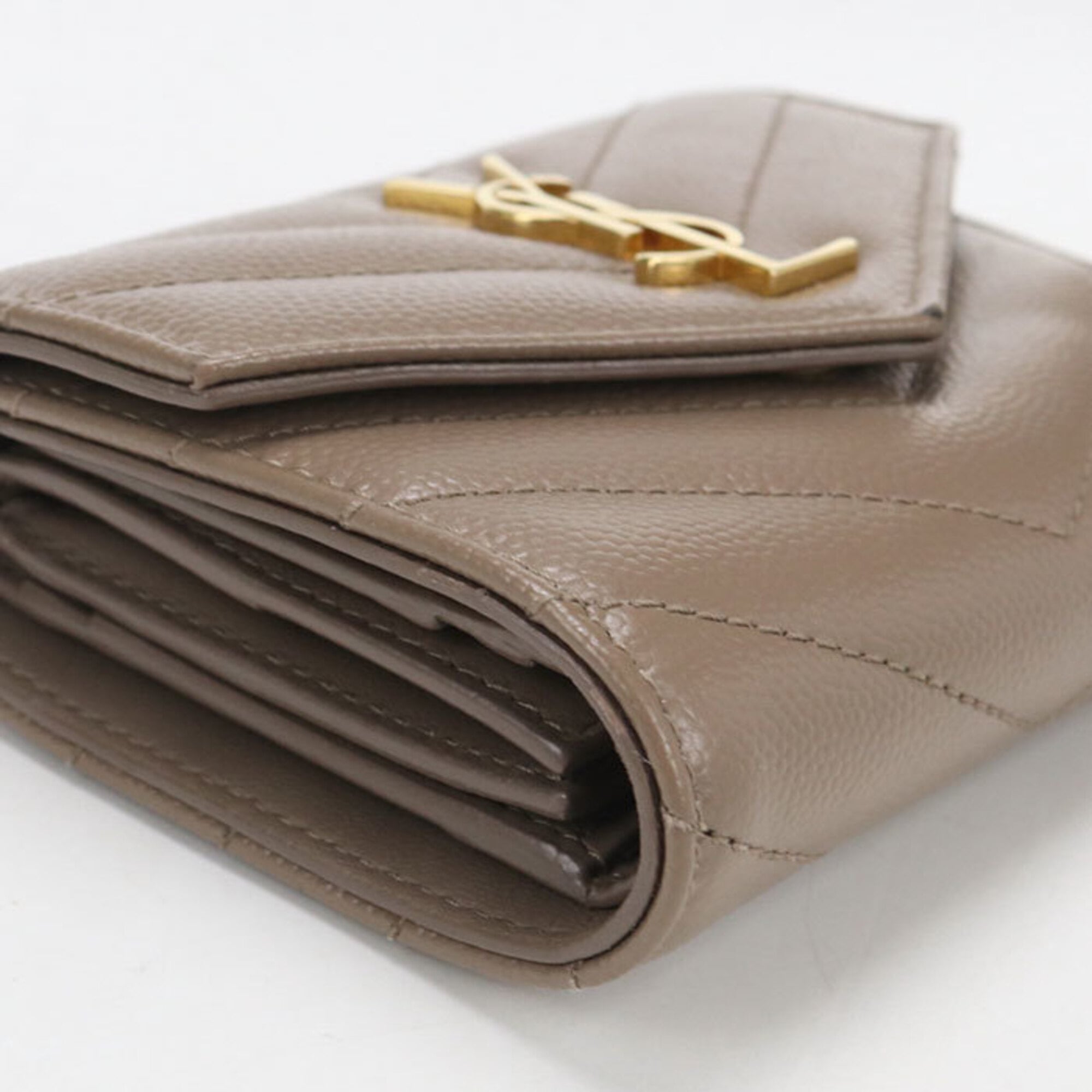 Saint Laurent Brown Leather Wallet (Tri-Fold) (Pre-Owned)