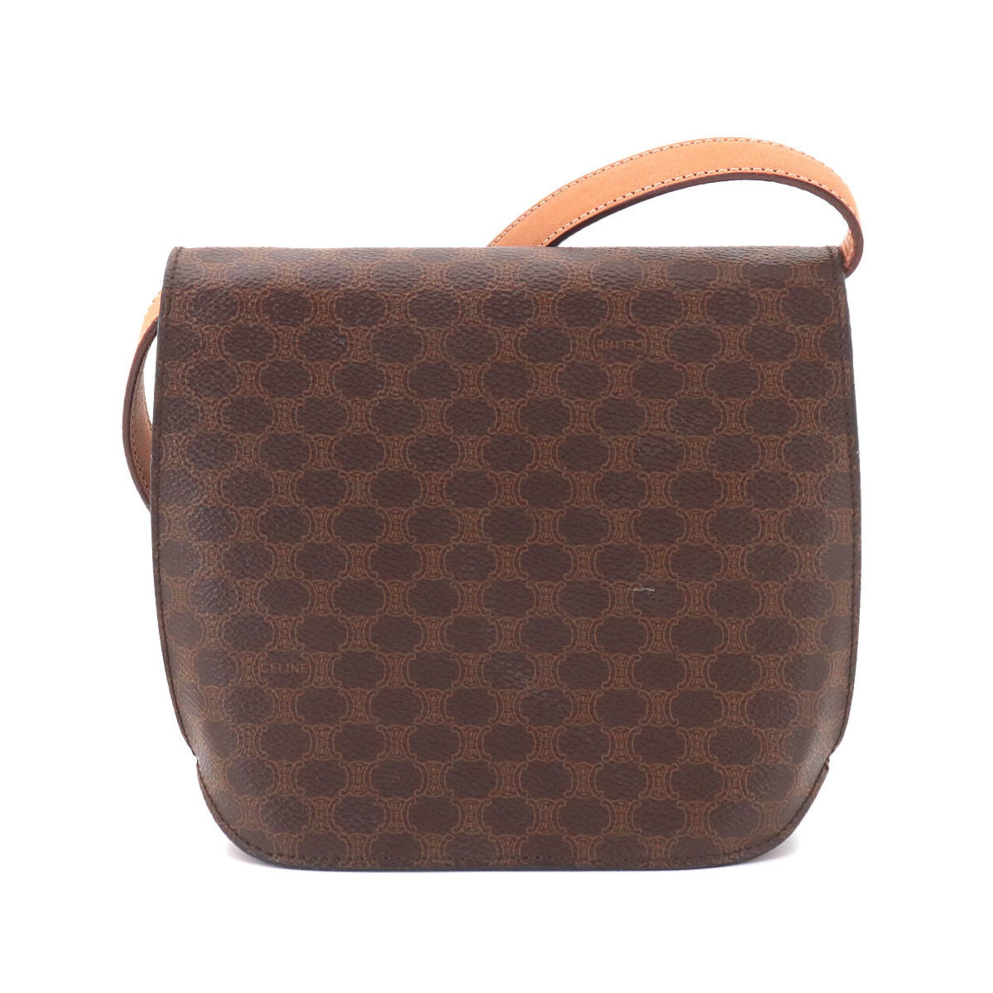 Celine Brown Leather Pvc Handbag Shoulder Bag (Pre-Owned)