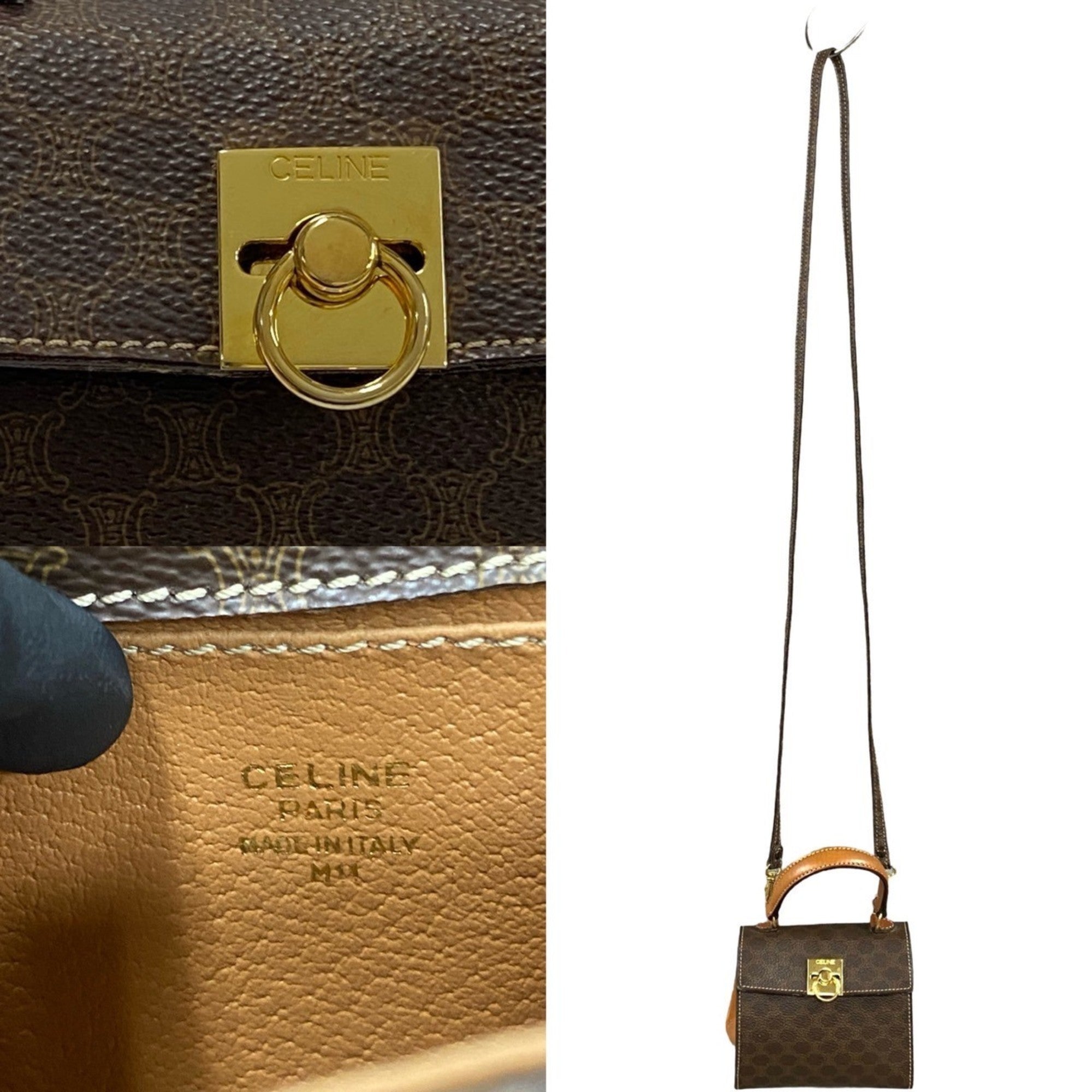 Celine Brown Leather Pvc Handbag Shoulder Bag (Pre-Owned)