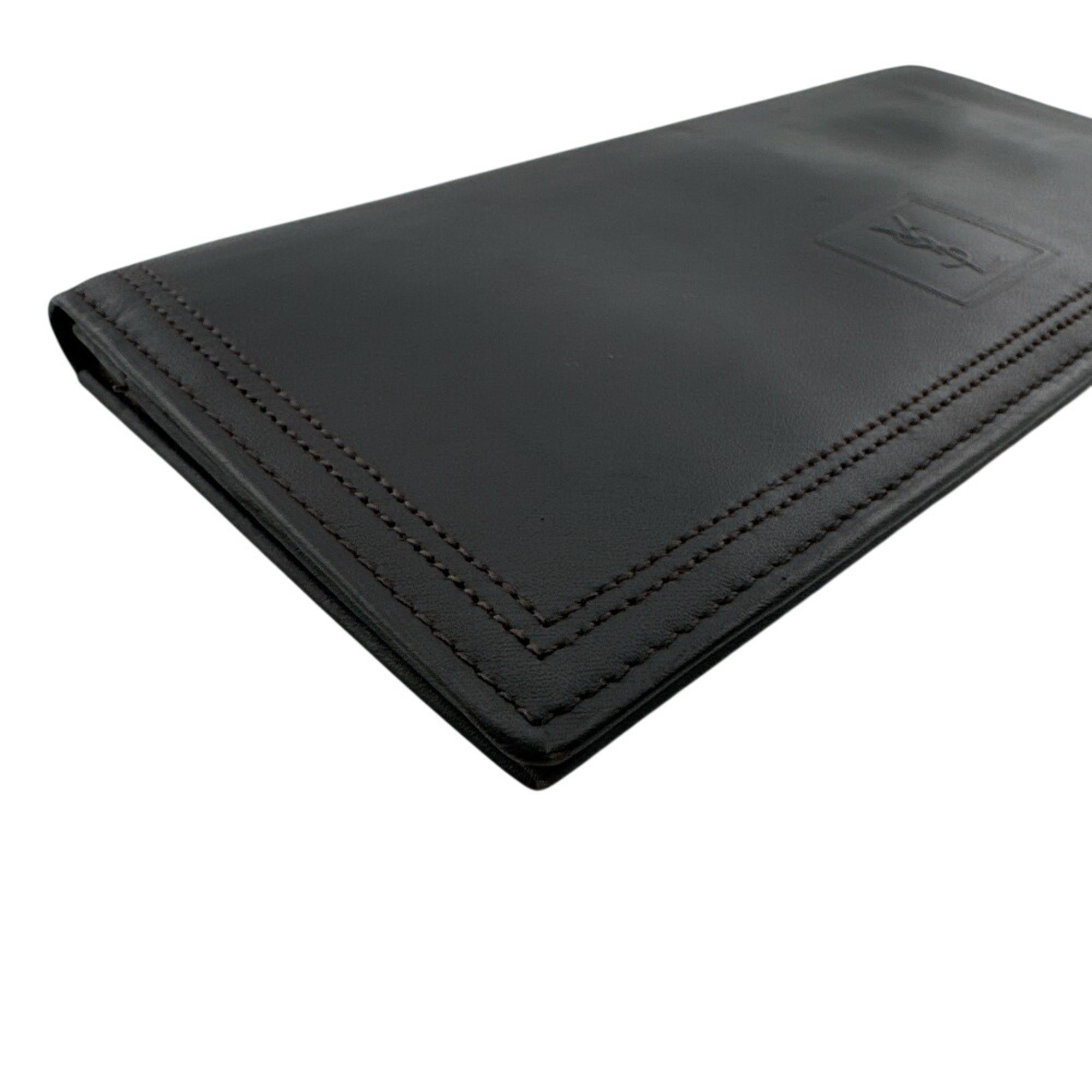Yves Saint Laurent Black Leather Long Wallet (Bi-Fold) (Pre-Owned)