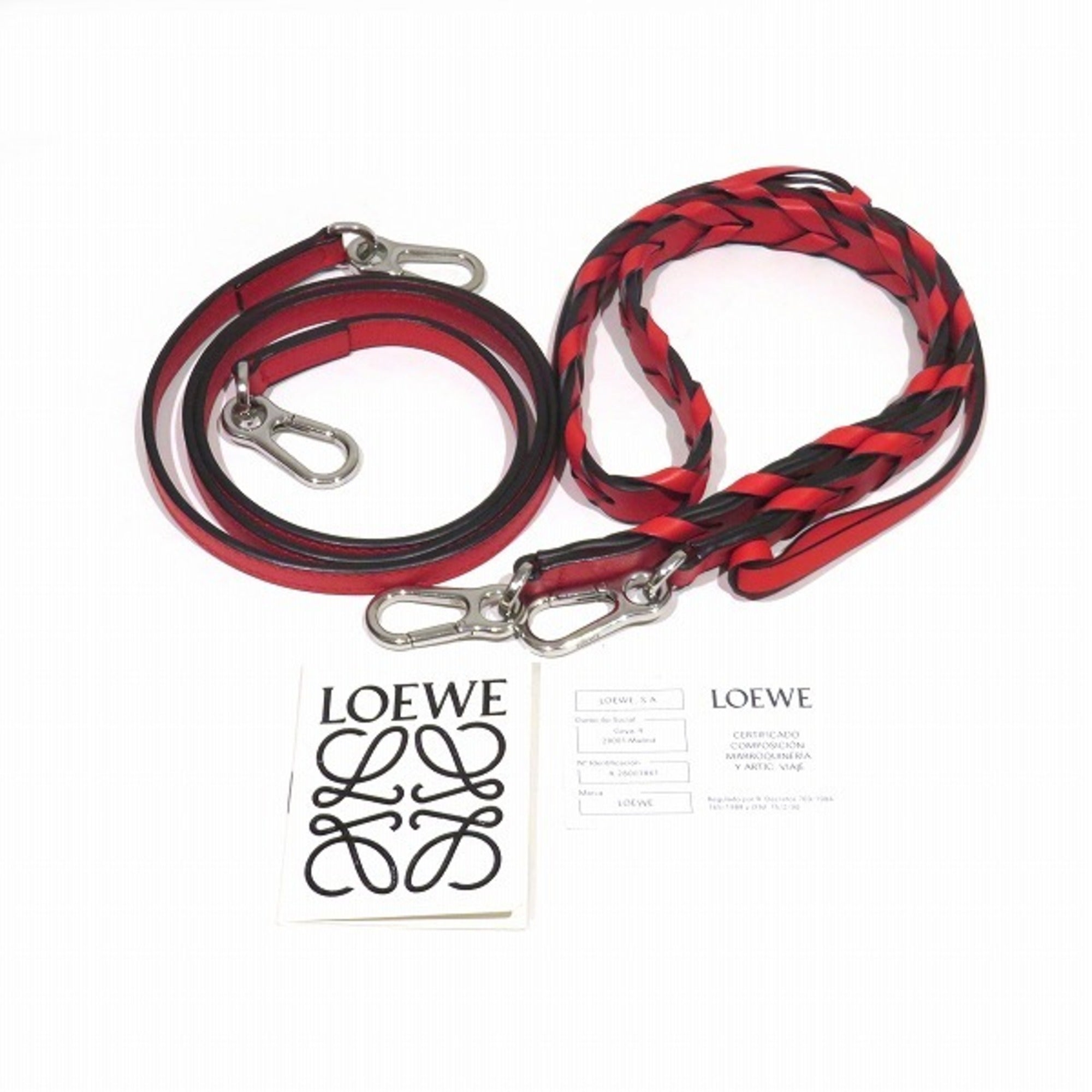 Loewe Red Color Leather Handbag Shoulder Bag (Pre-Owned)