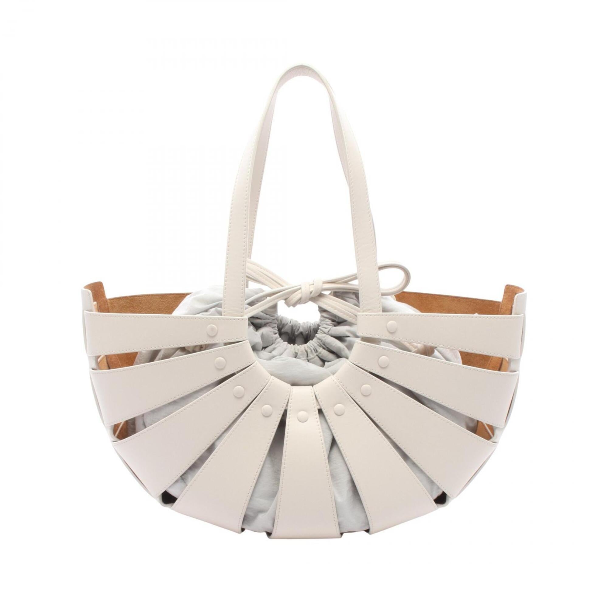 Bottega Veneta White Leather Handbag Shoulder Bag (Pre-Owned)