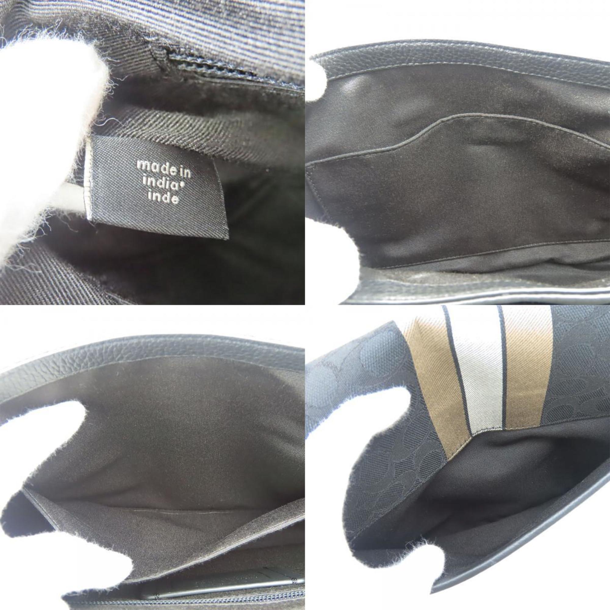 Coach Black Canvas Leather Shoulder Bag (Pre-Owned)
