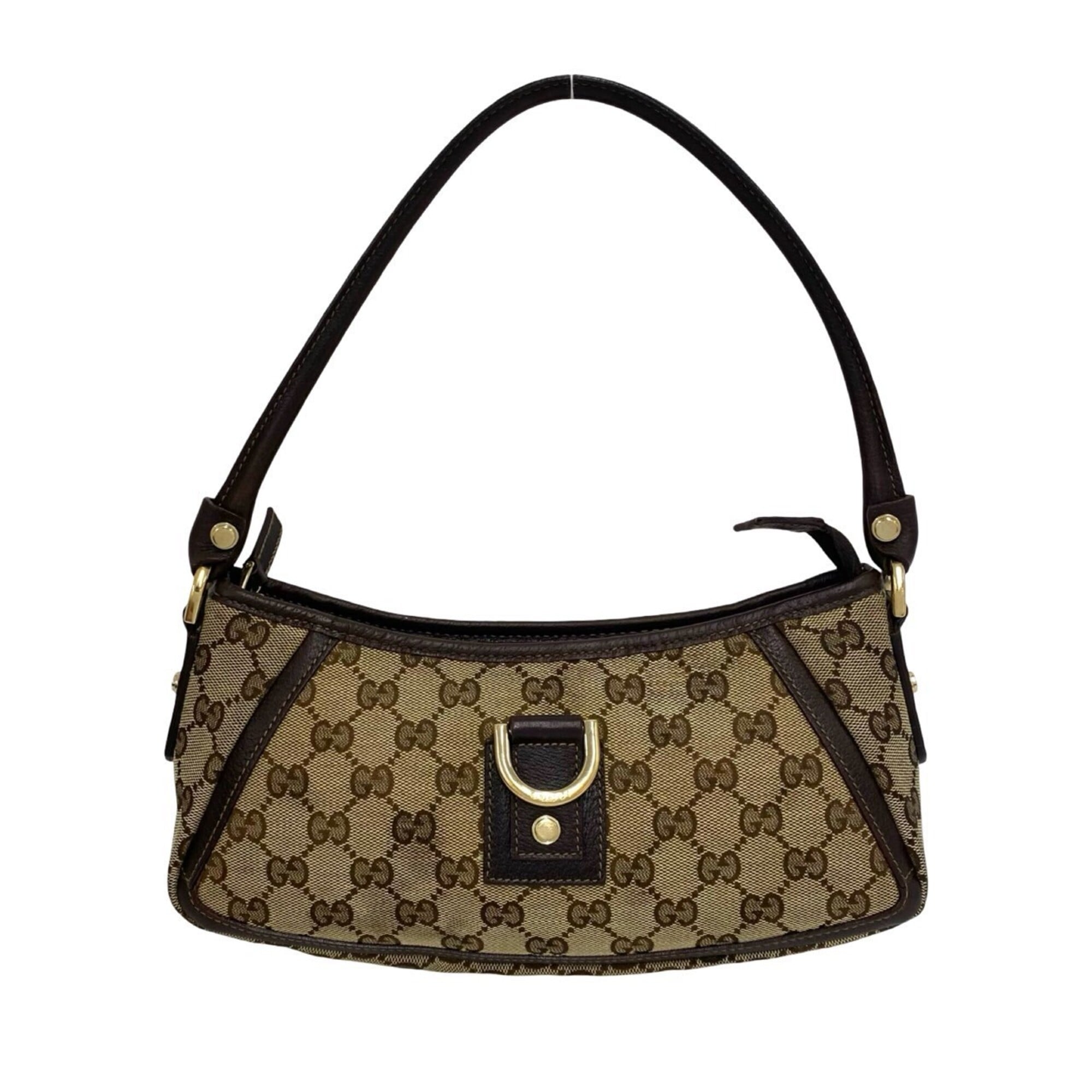 Gucci Brown Canvas Leather Handbag Shoulder Bag (Pre-Owned)