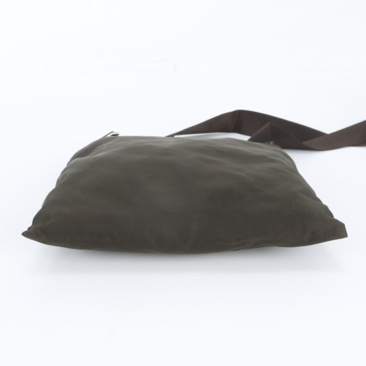 Prada Khaki Leather Nylon Messenger Bag Shoulder Bag (Pre-Owned)