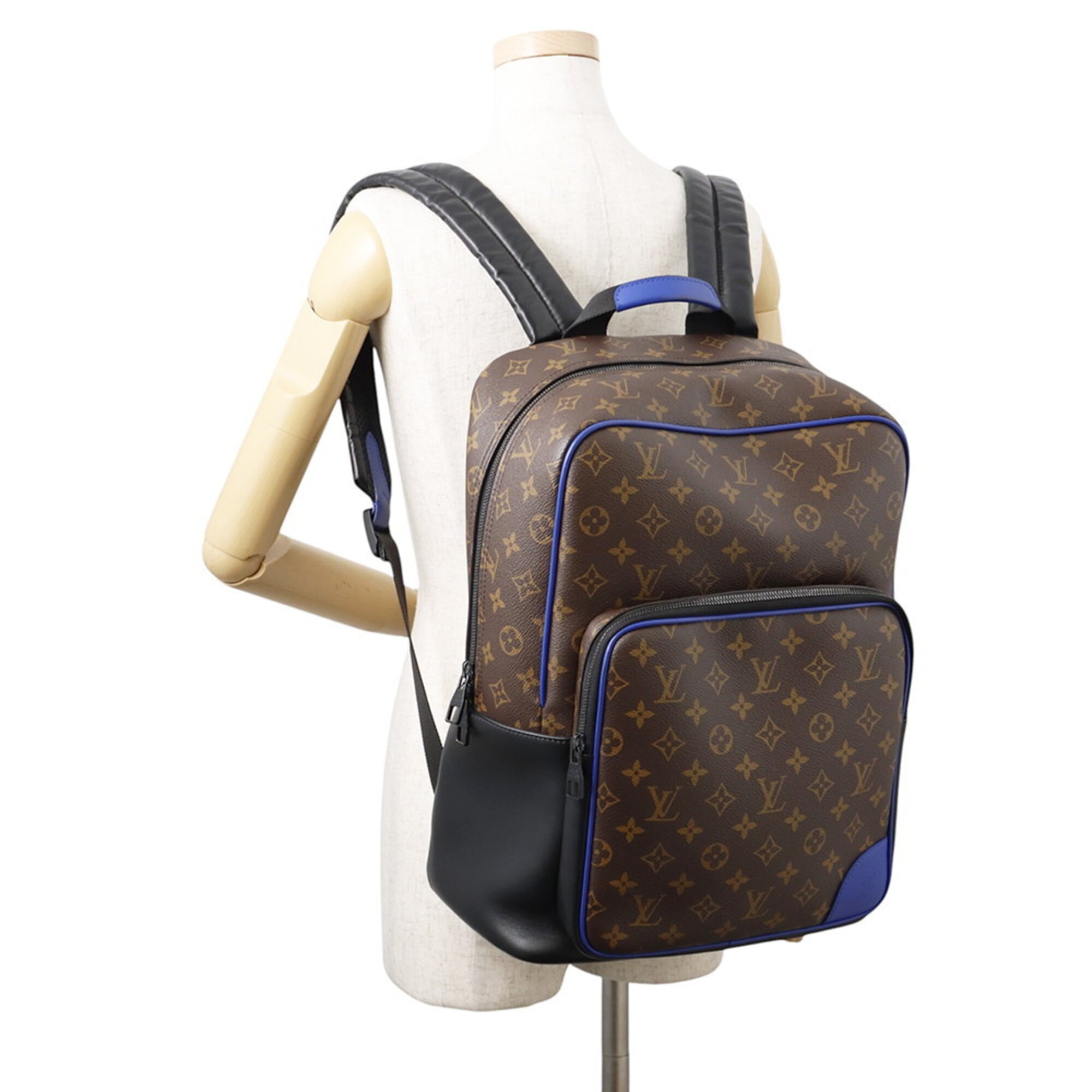 Louis Vuitton Blue Monogram Macassar Noir Monogram Backpack (Pre-Owned)