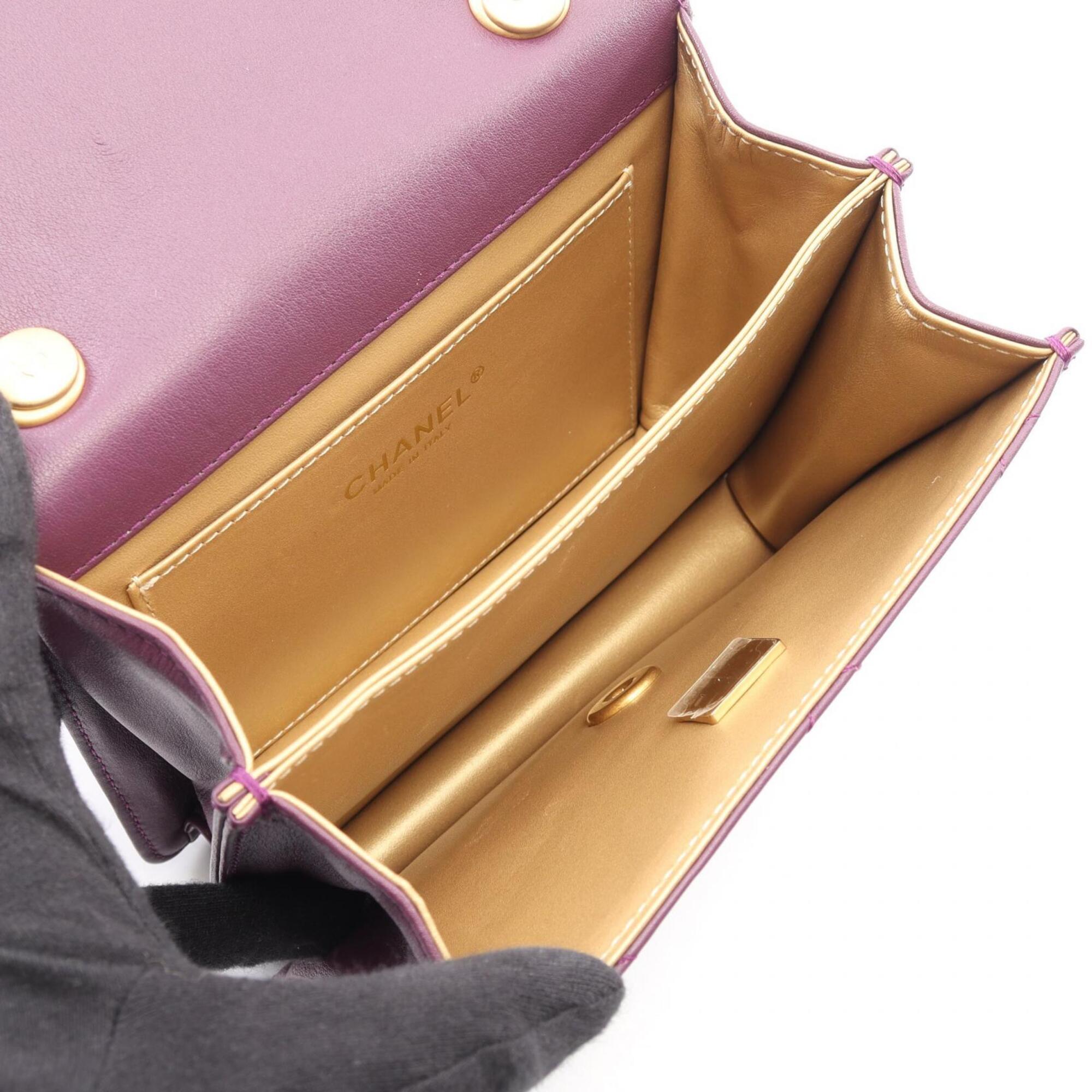 Chanel Purple Leather Handbag Shoulder Bag (Pre-Owned)