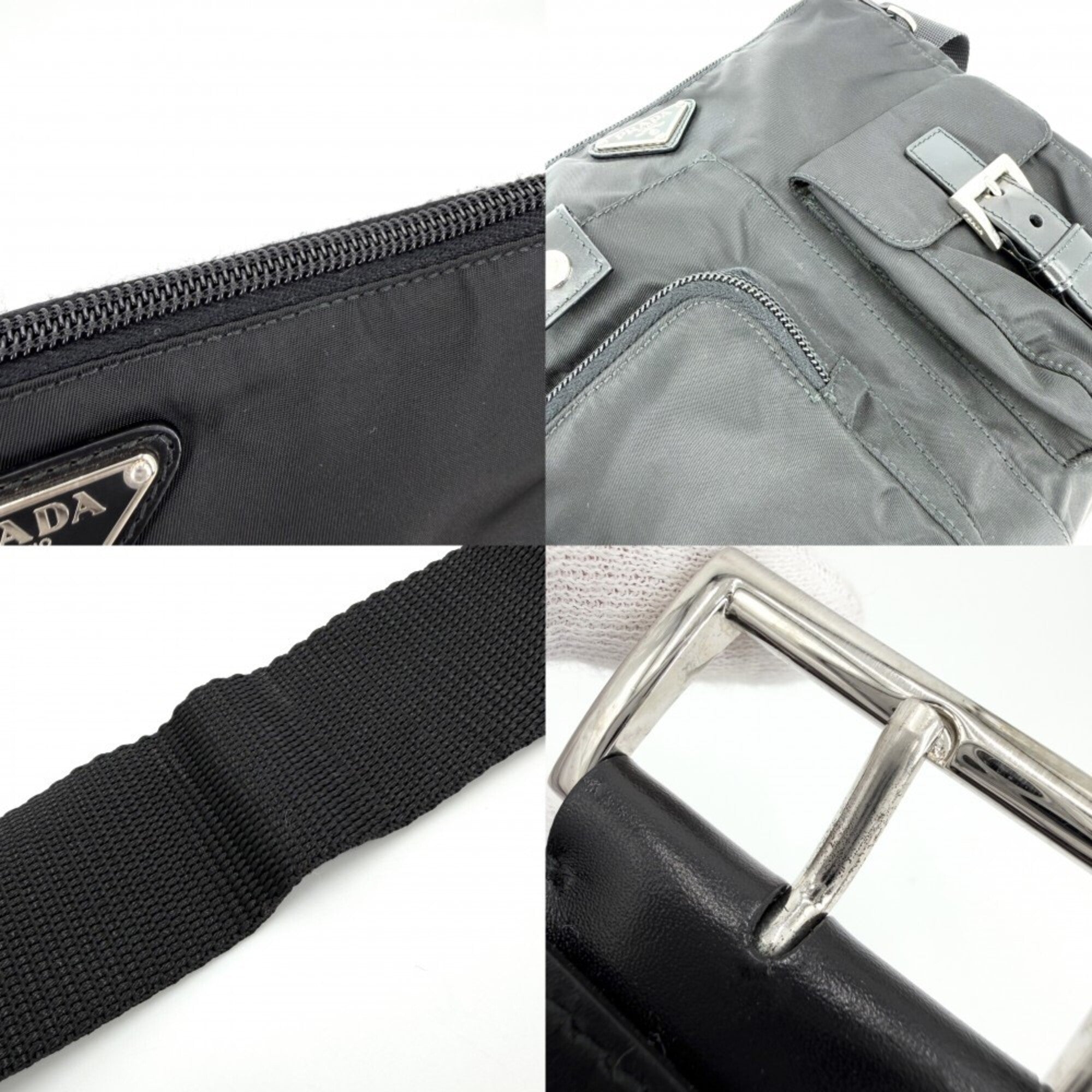Prada Black Nylon Leather Fanny Pack Pouch Sling Bag (Pre-Owned)