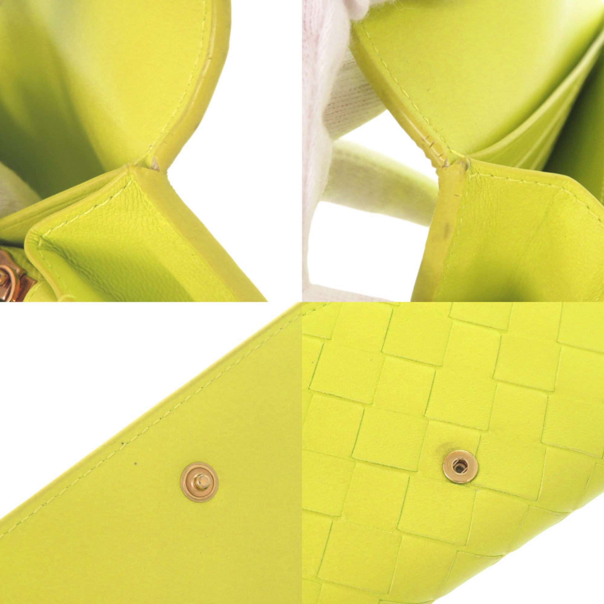 Bottega Veneta Green Yellow Intrecciato Long Wallet (Bi-Fold) (Pre-Owned)
