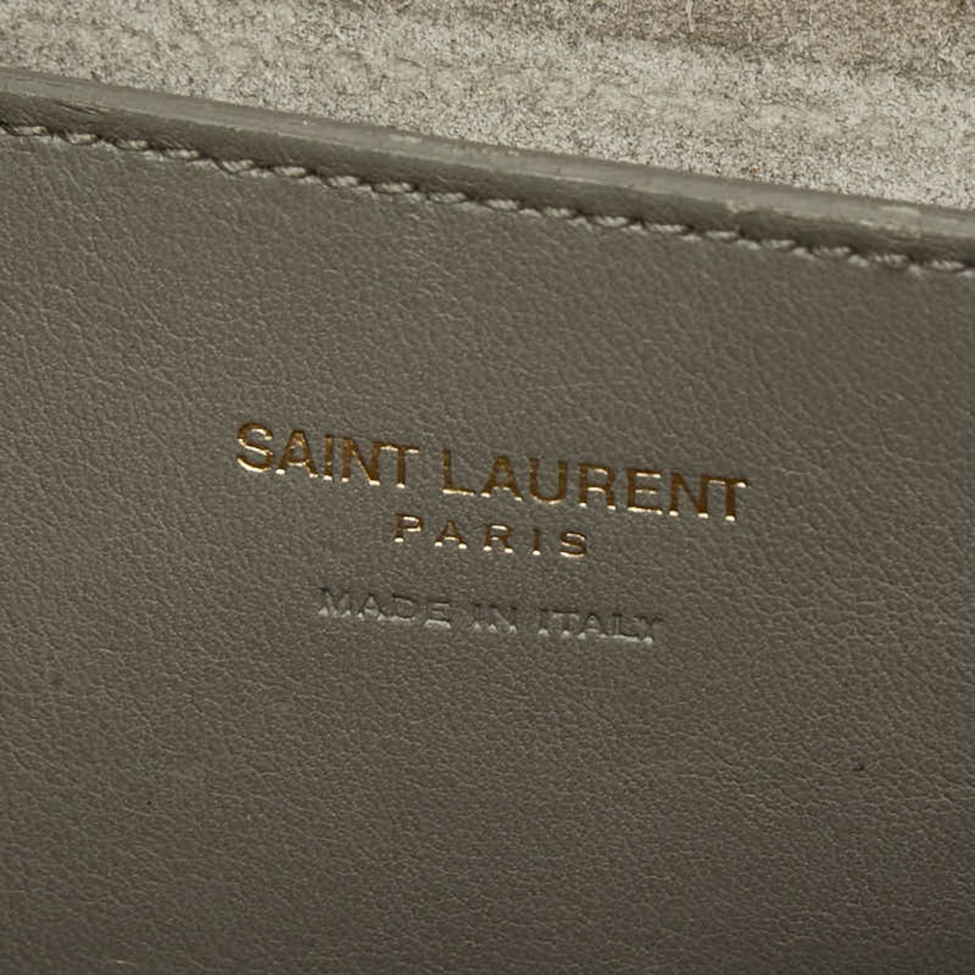 Saint Laurent Gray Leather Handbag Shoulder Bag (Pre-Owned)