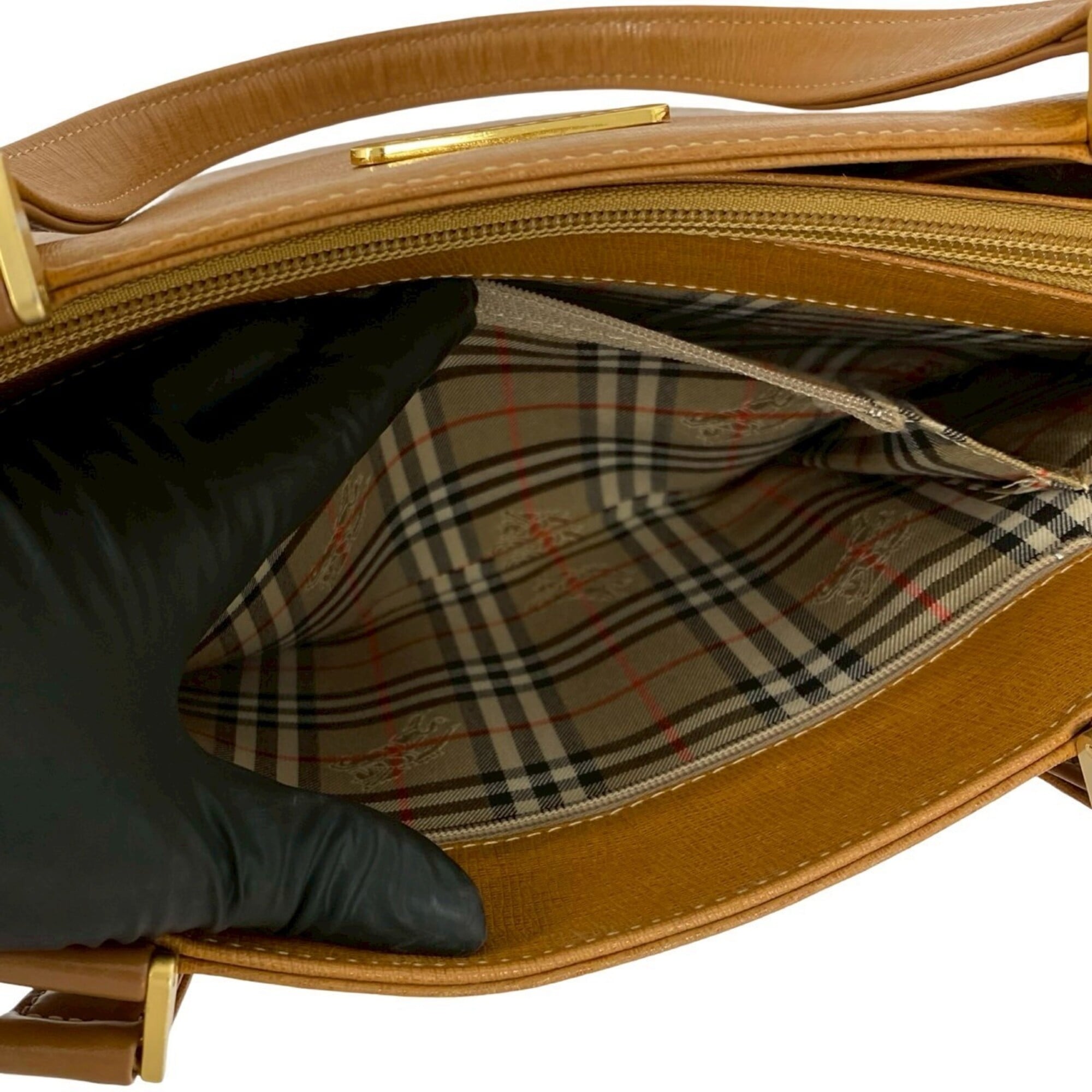 Burberry Brown Leather Handbag Tote Bag (Pre-Owned)