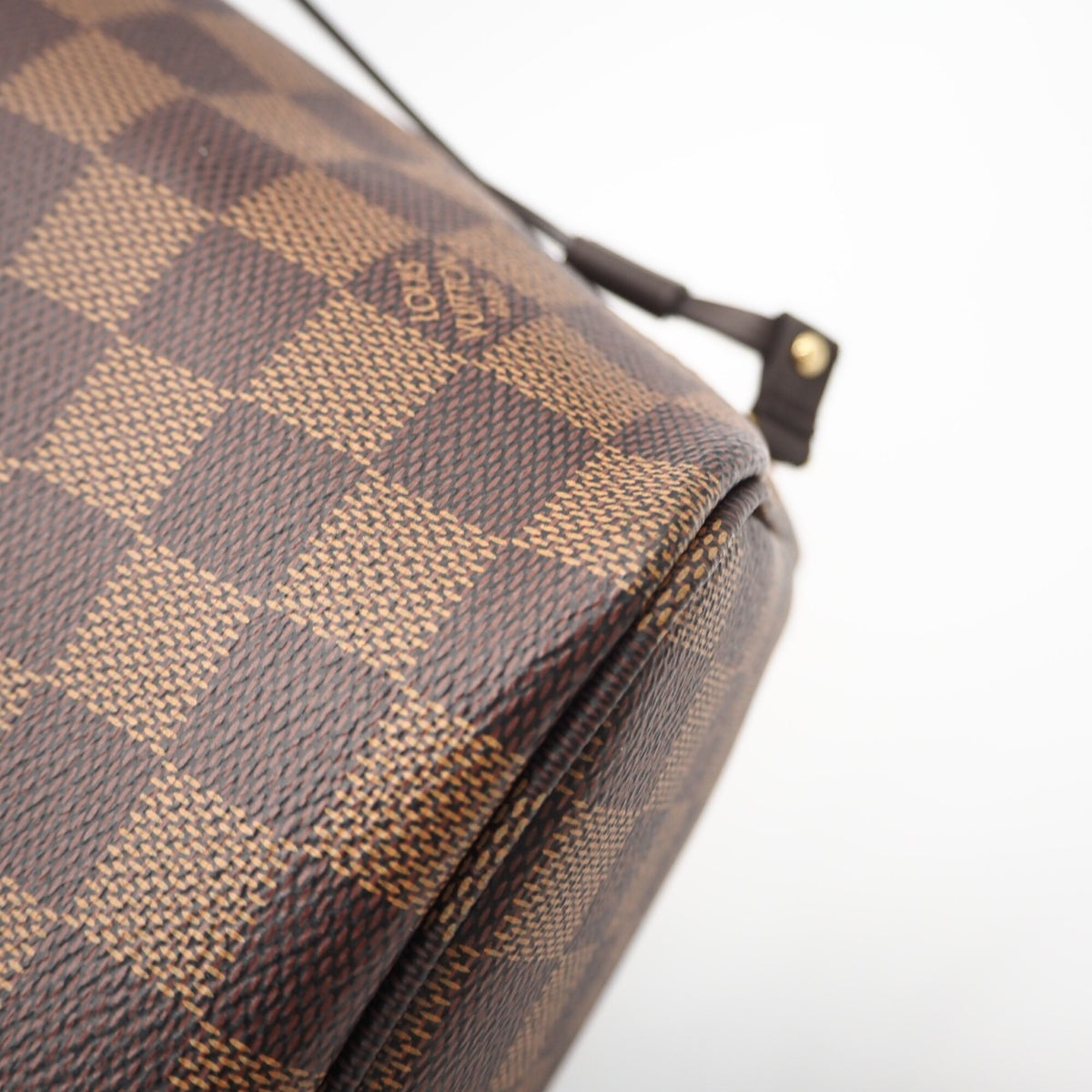 Louis Vuitton Beige Brown Coated Canvas Leather Handbag Pouch (Pre-Owned)