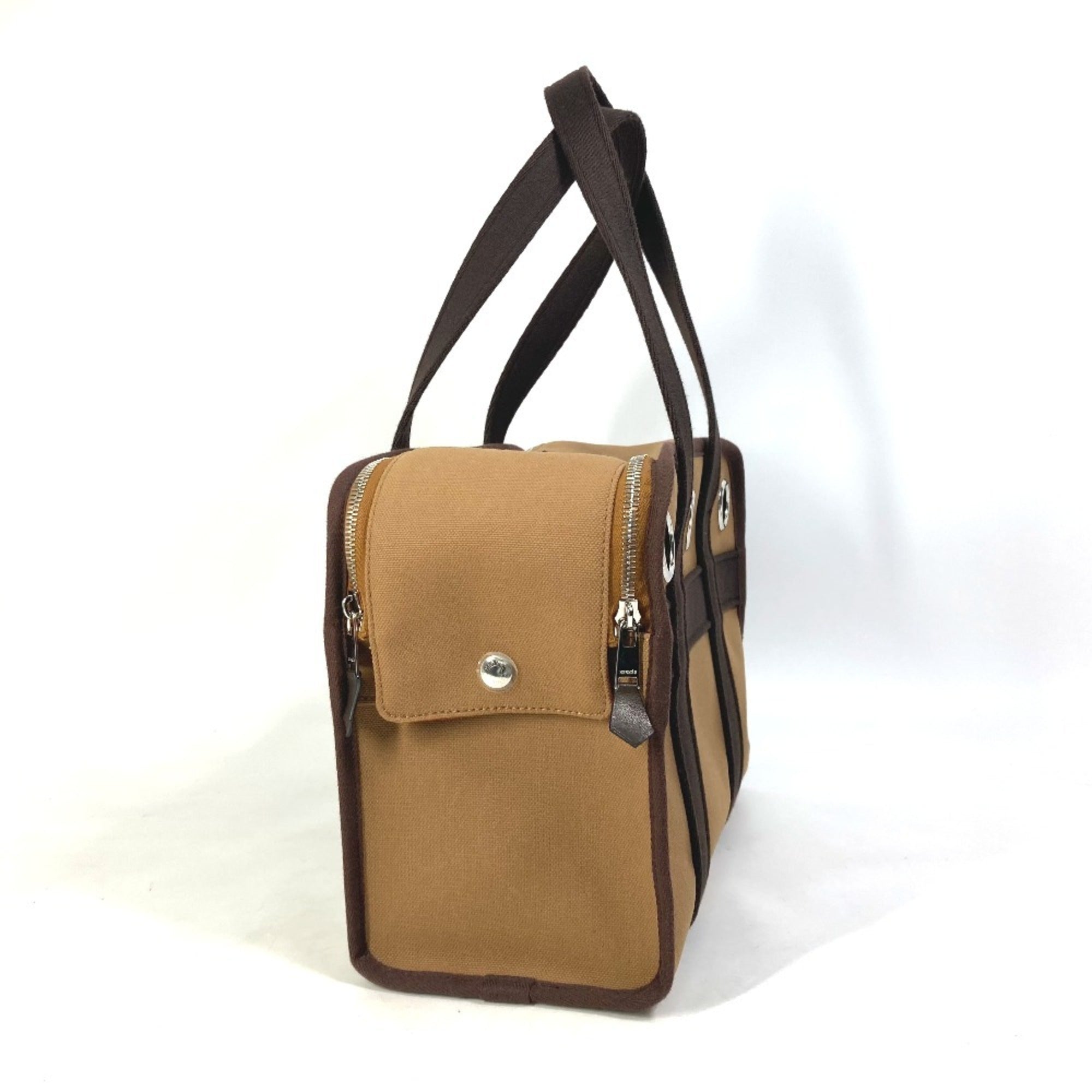 Hermes Brown Feu Nylon Cotton Elastane Boston Bag Tote Bag (Pre-Owned)