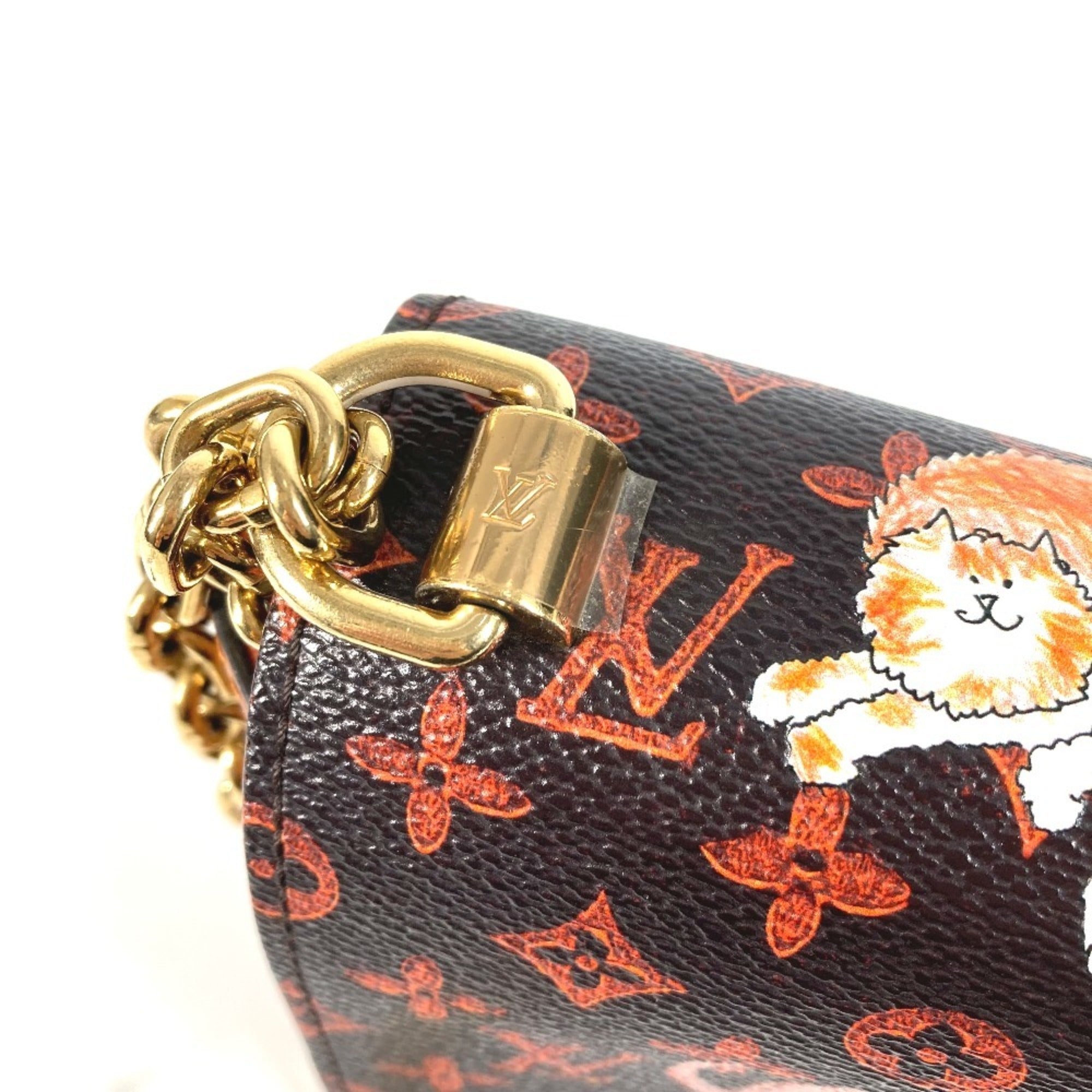 Louis Vuitton Brown Orange Monogram Leather Shoulder Bag (Pre-Owned)