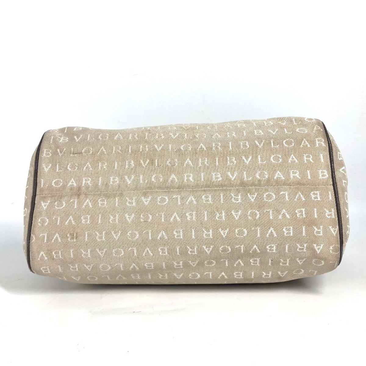 Bvlgari Beige Dark Brown Leather Canvas Boston Bag Shoulder Bag (Pre-Owned)