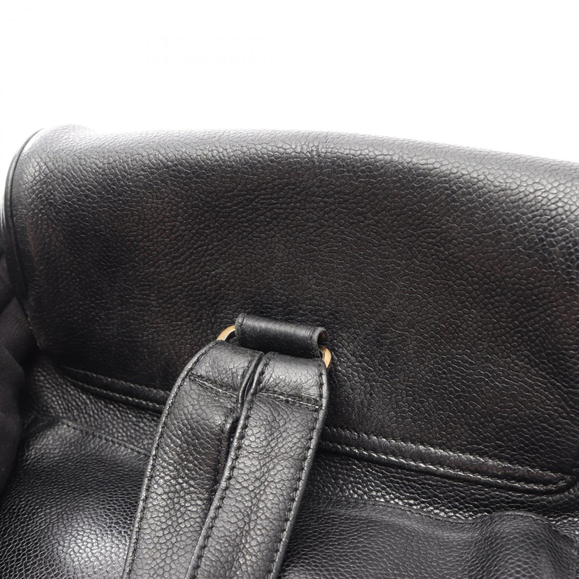 Chanel Black Grained Calfskin Backpack Handbag (Pre-Owned)