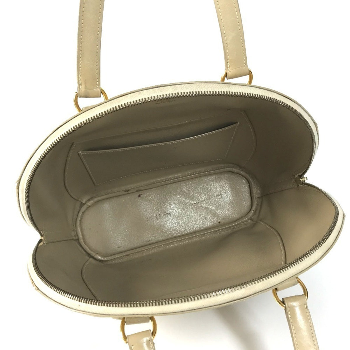 Hermes Beige Leather Handbag Tote Bag (Pre-Owned)