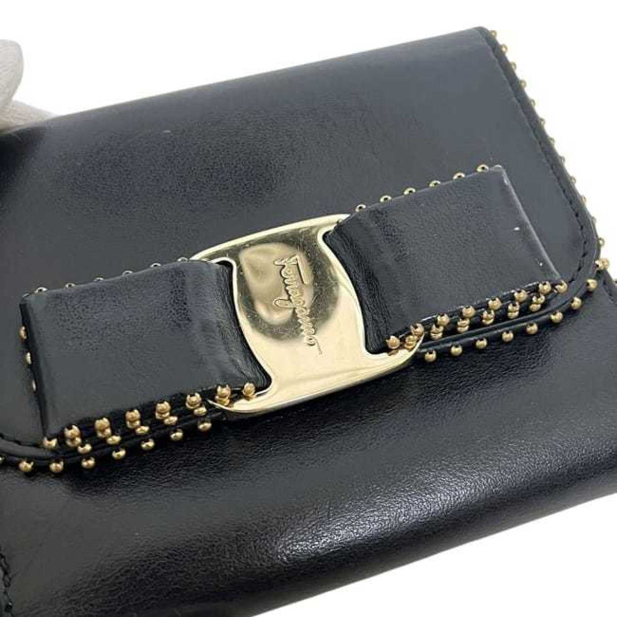 Salvatore Ferragamo Black Leather Wallet (Bi-Fold) (Pre-Owned)