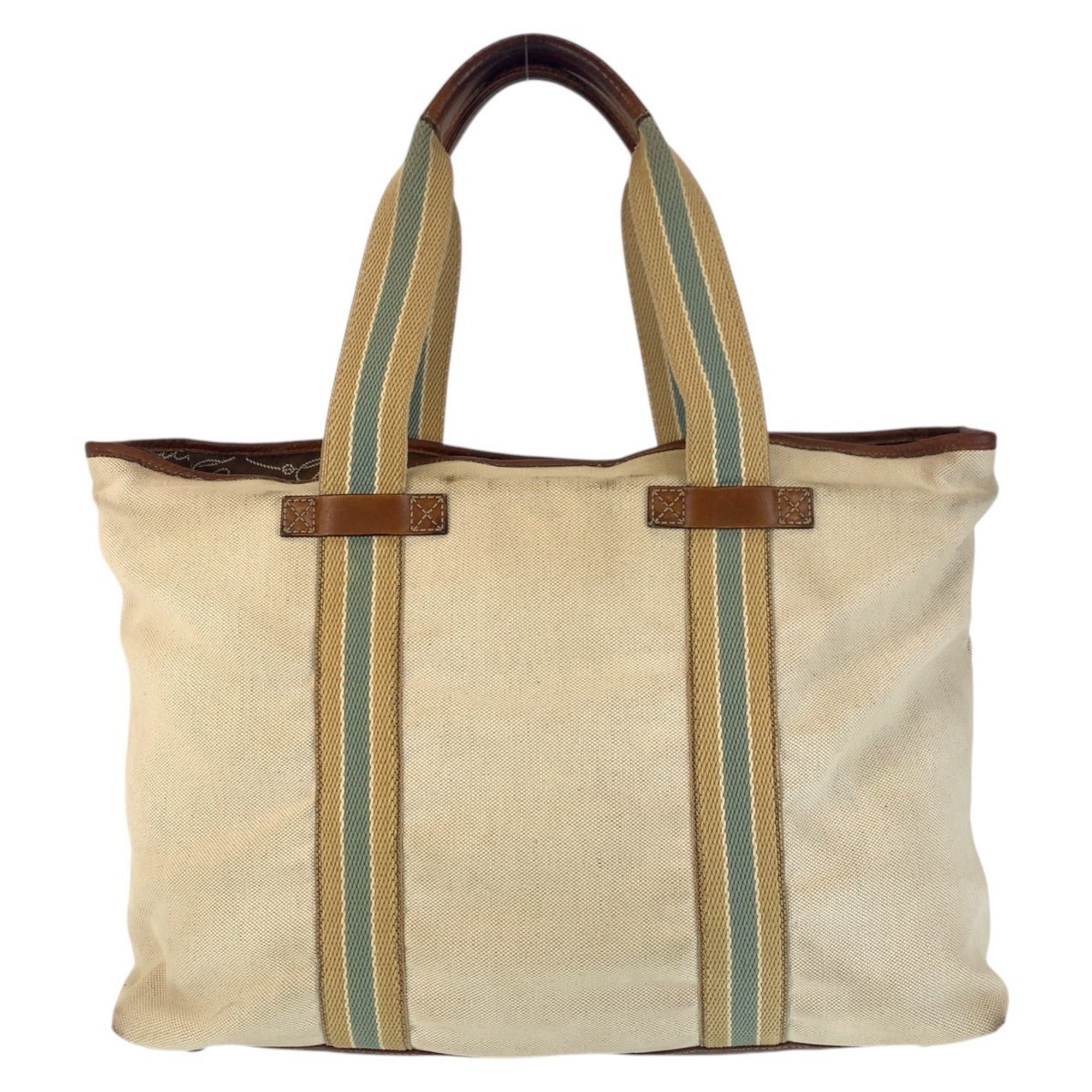 Gucci Beige Brown Canvas Leather Shoulder Bag Tote Bag (Pre-Owned)