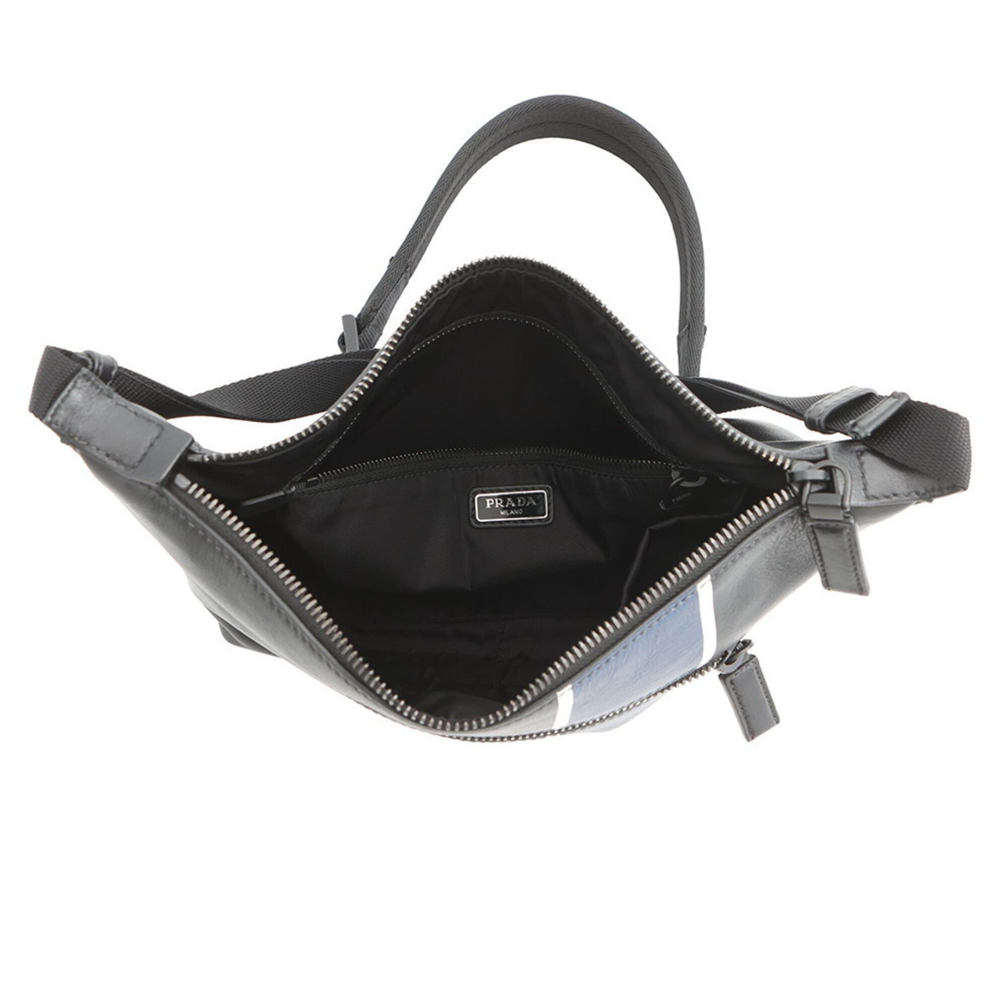 Prada Black Blue Leather Handbag Shoulder Bag (Pre-Owned)