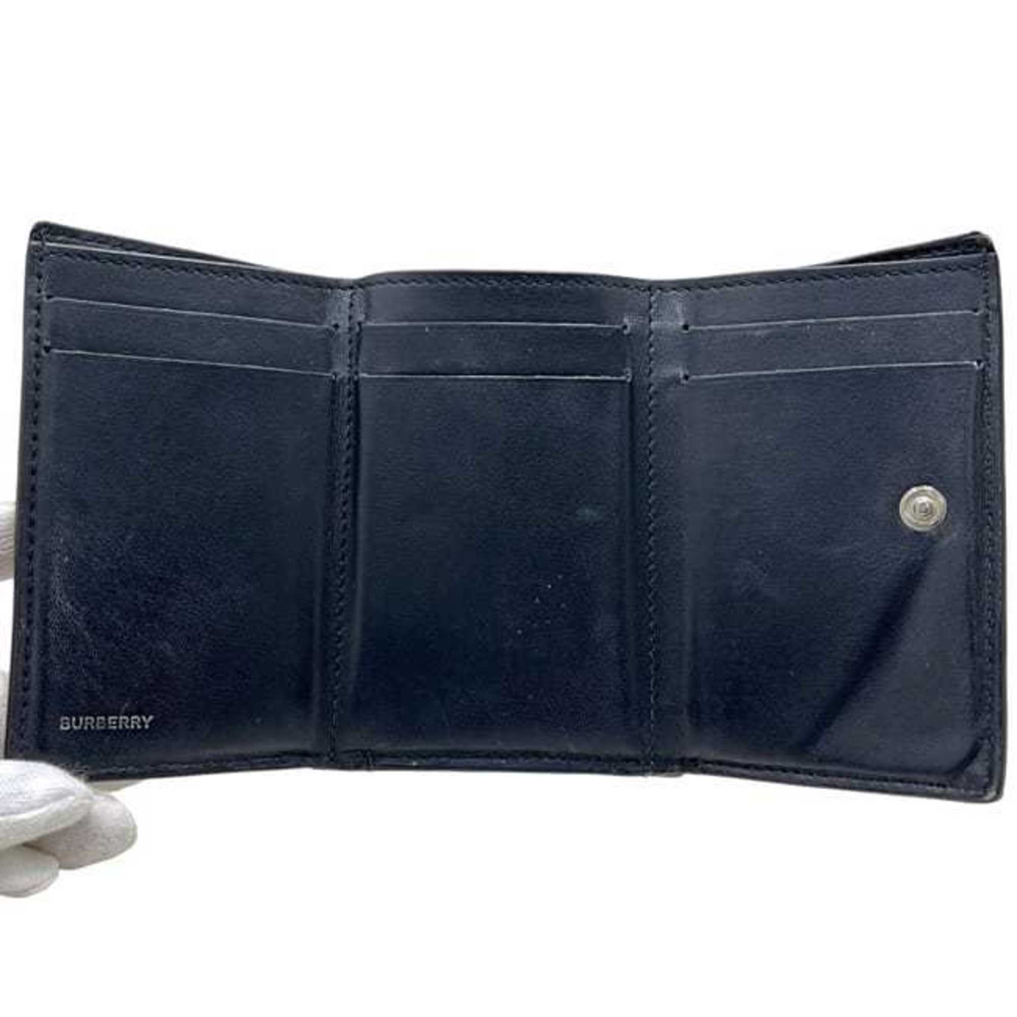 Burberry Beige Black Pvc Leather Wallet (Tri-Fold) (Pre-Owned)